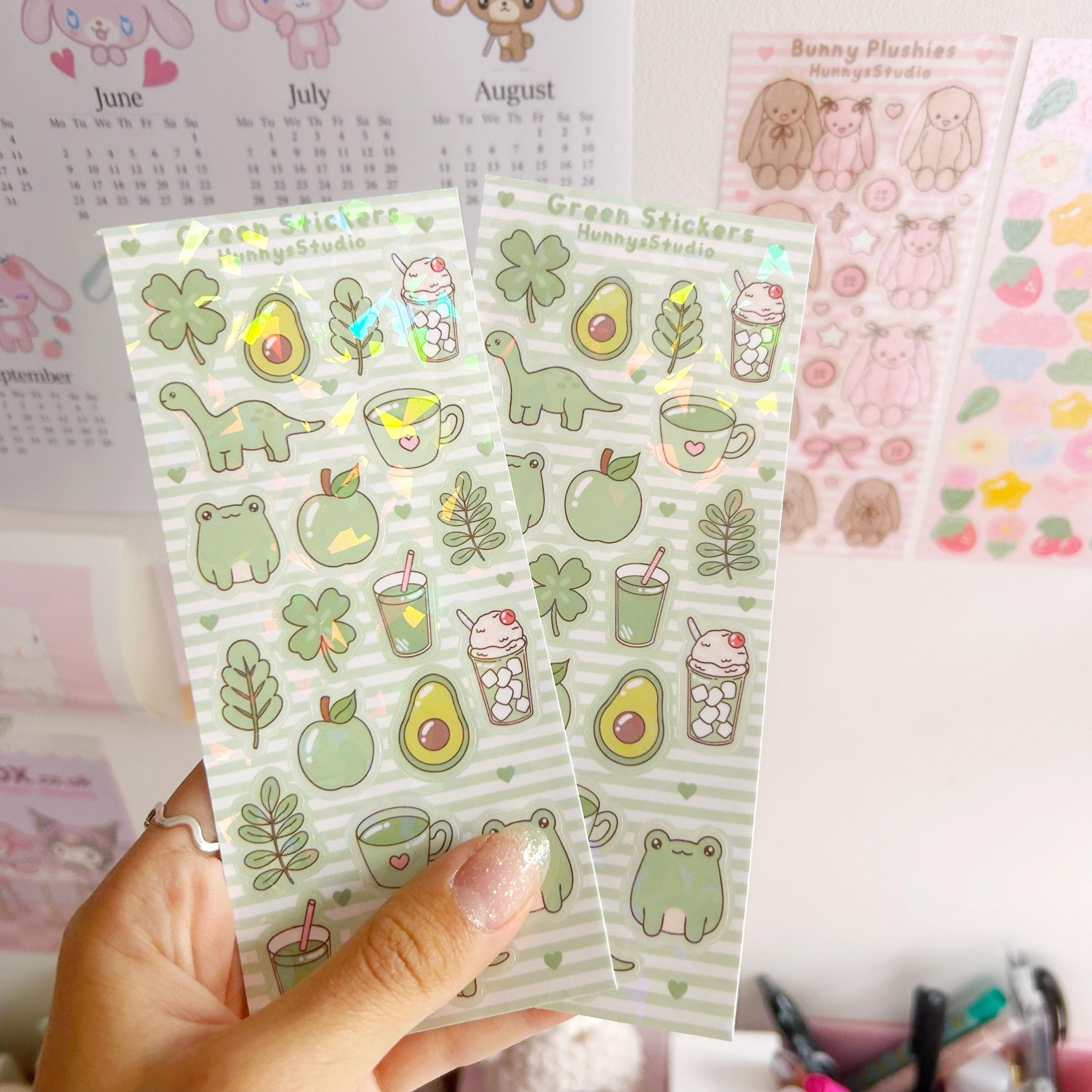 Green stickers vinyl holographic sticker sheet