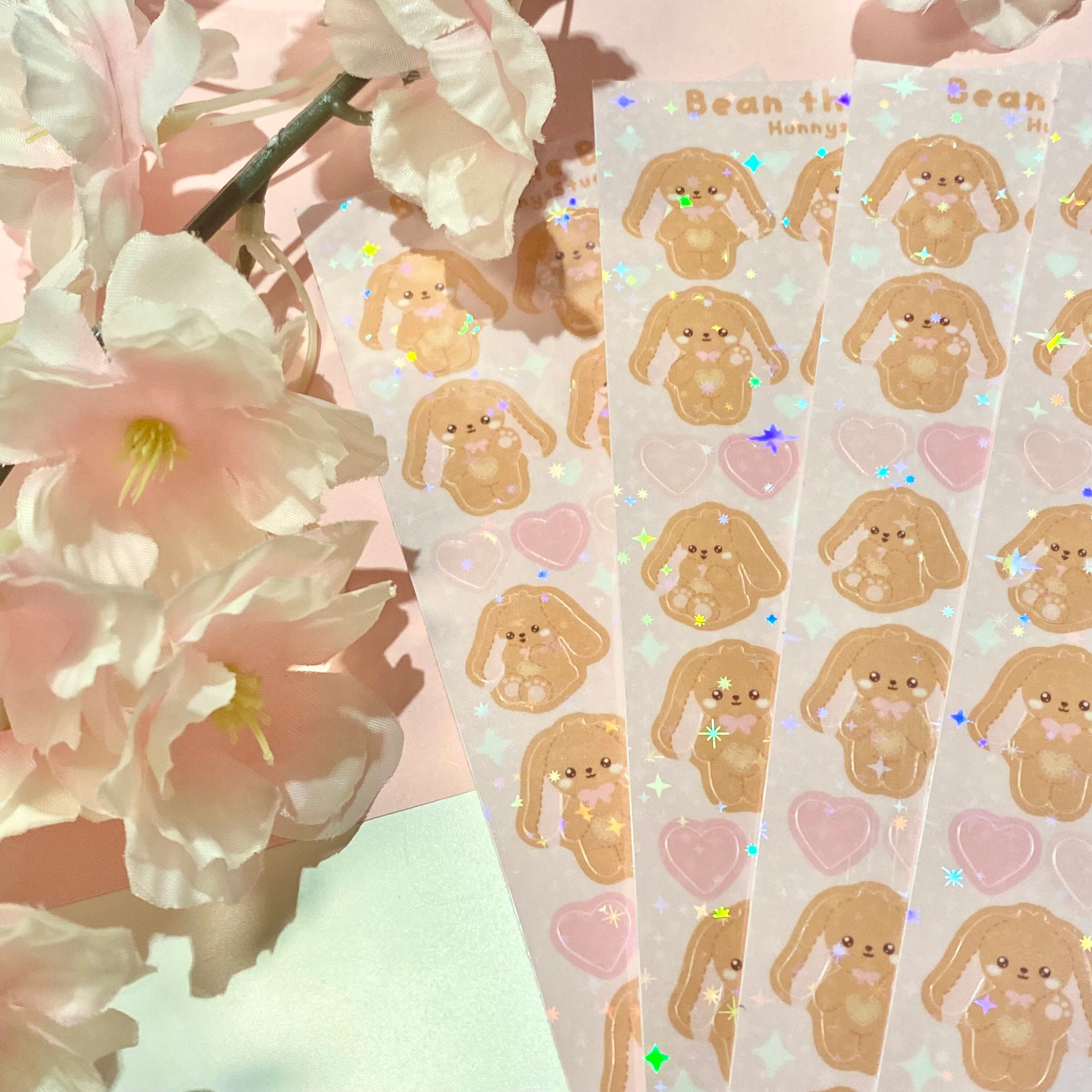 Bean the bunny holographic vinyl sticker sheet