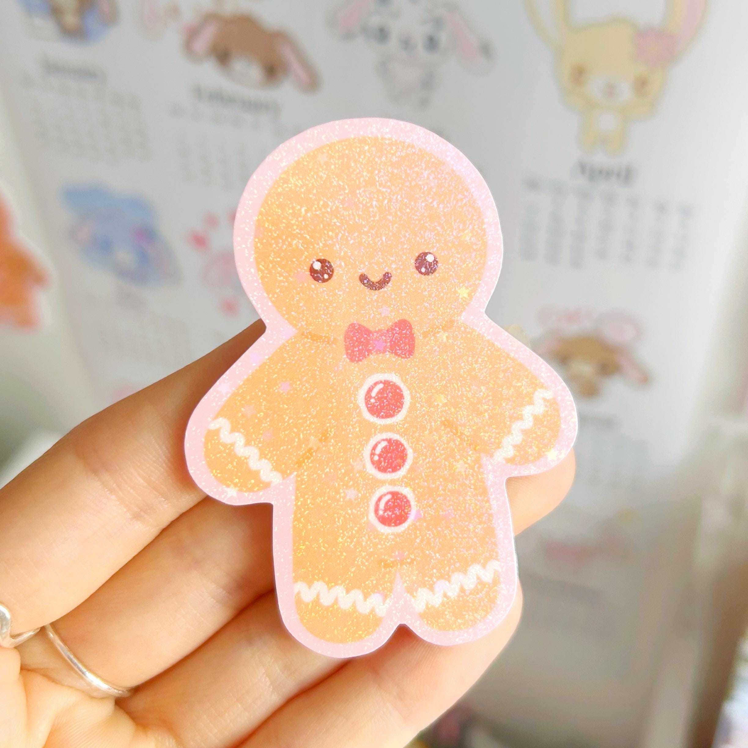 Gingerbread man die cut vinyl holo sticker