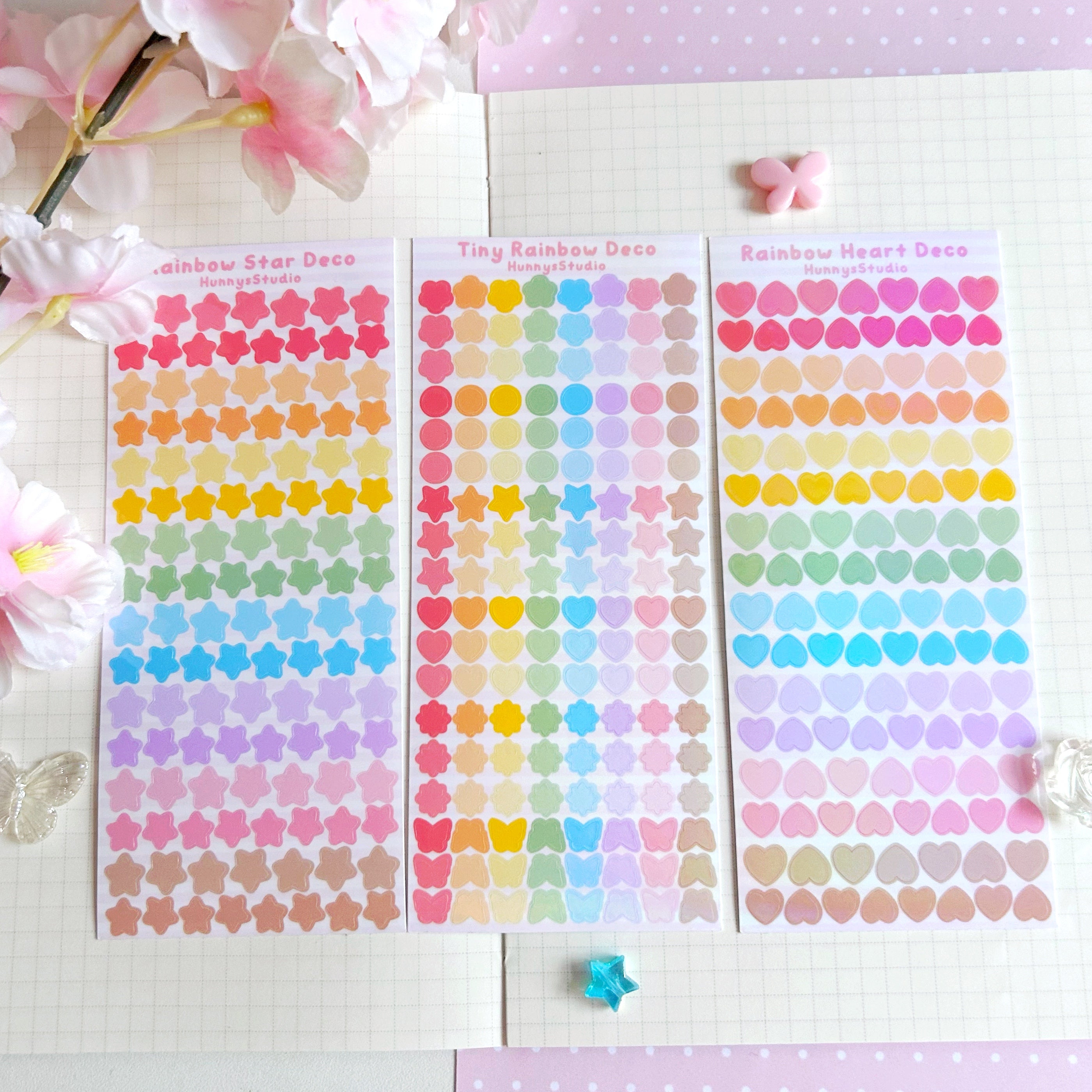 Rainbow Star deco vinyl holographic sticker sheet