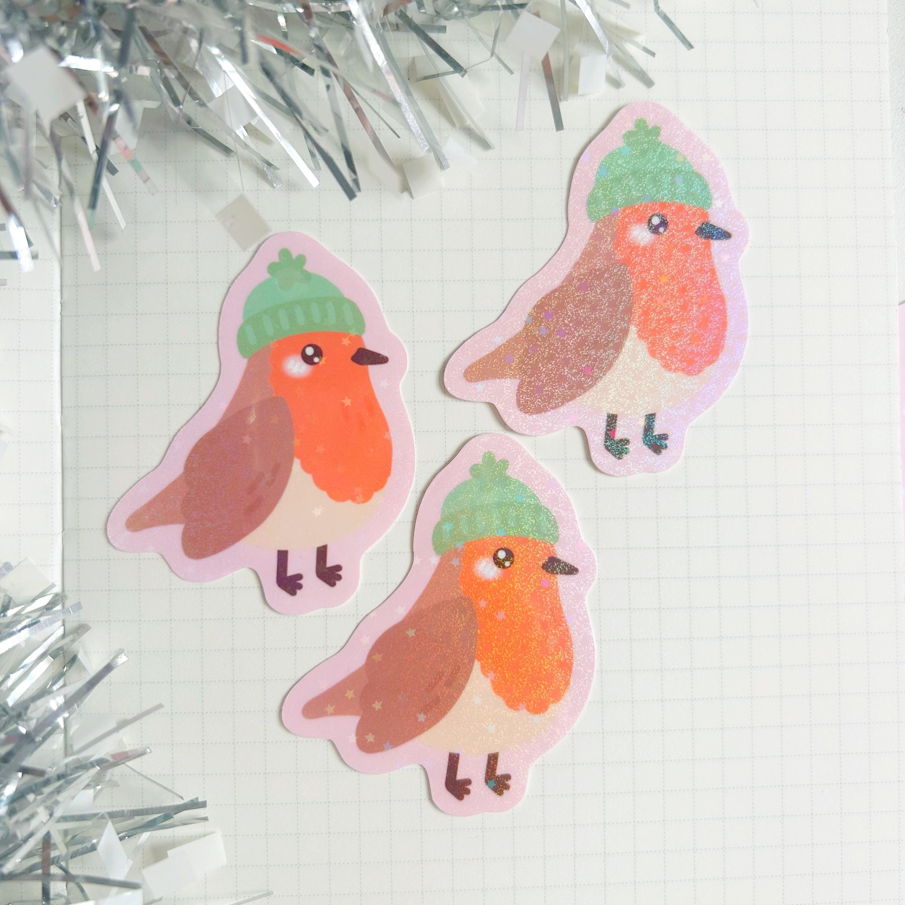 Robin die cut vinyl holographic sticker