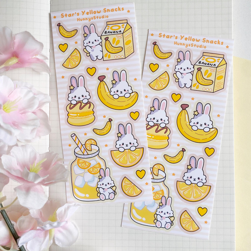 Star’s yellow snacks vinyl sticker sheet
