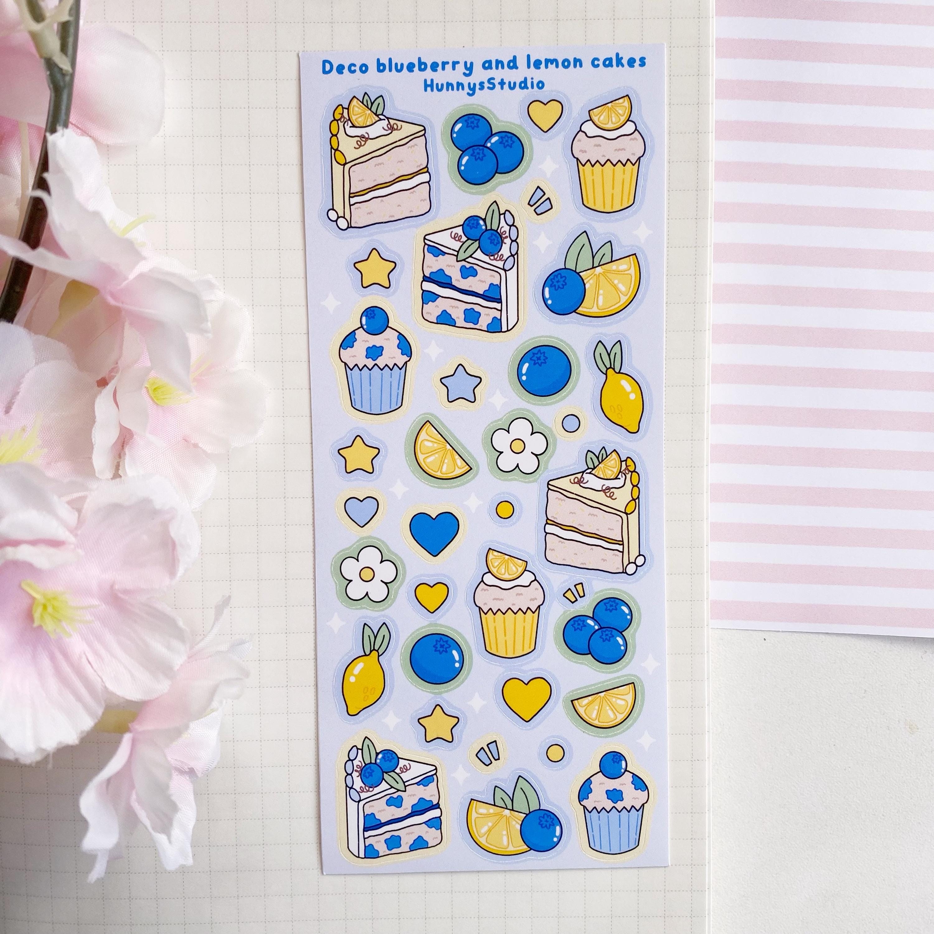 Deco Blueberry and lemon cakes matte vinyl sticker sheet