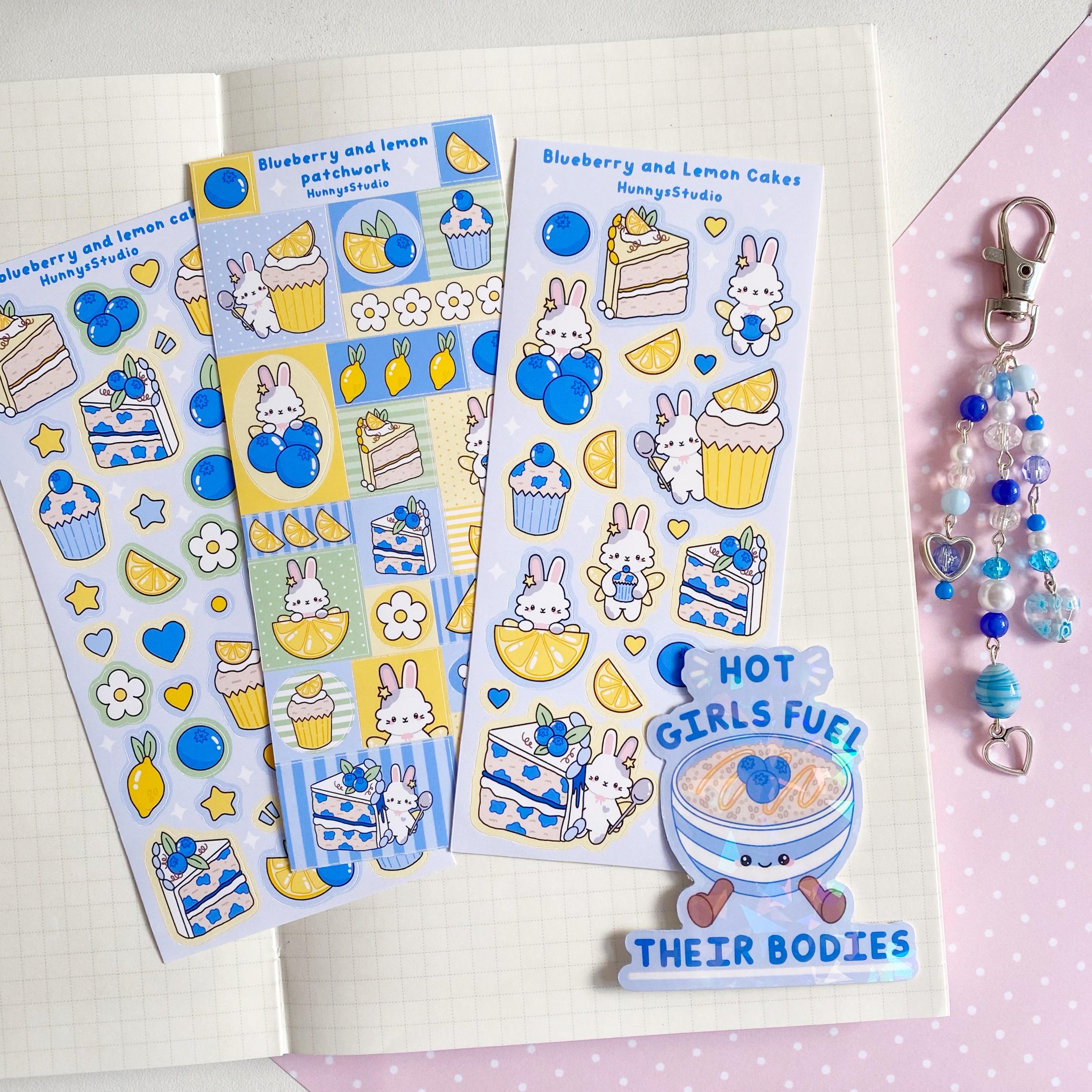 Blueberry and lemon cakes matte vinyl sticker sheet