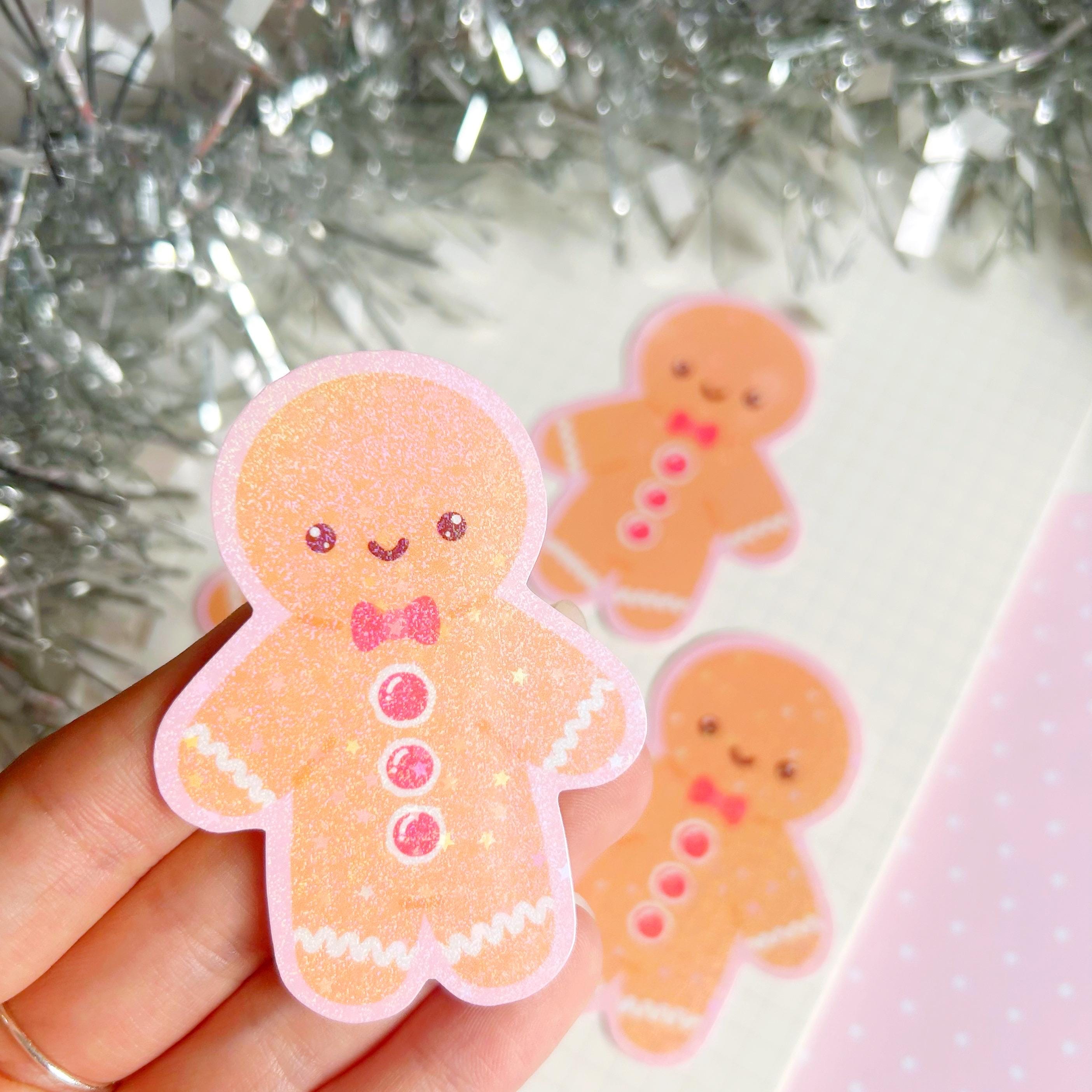 Gingerbread man die cut vinyl holo sticker