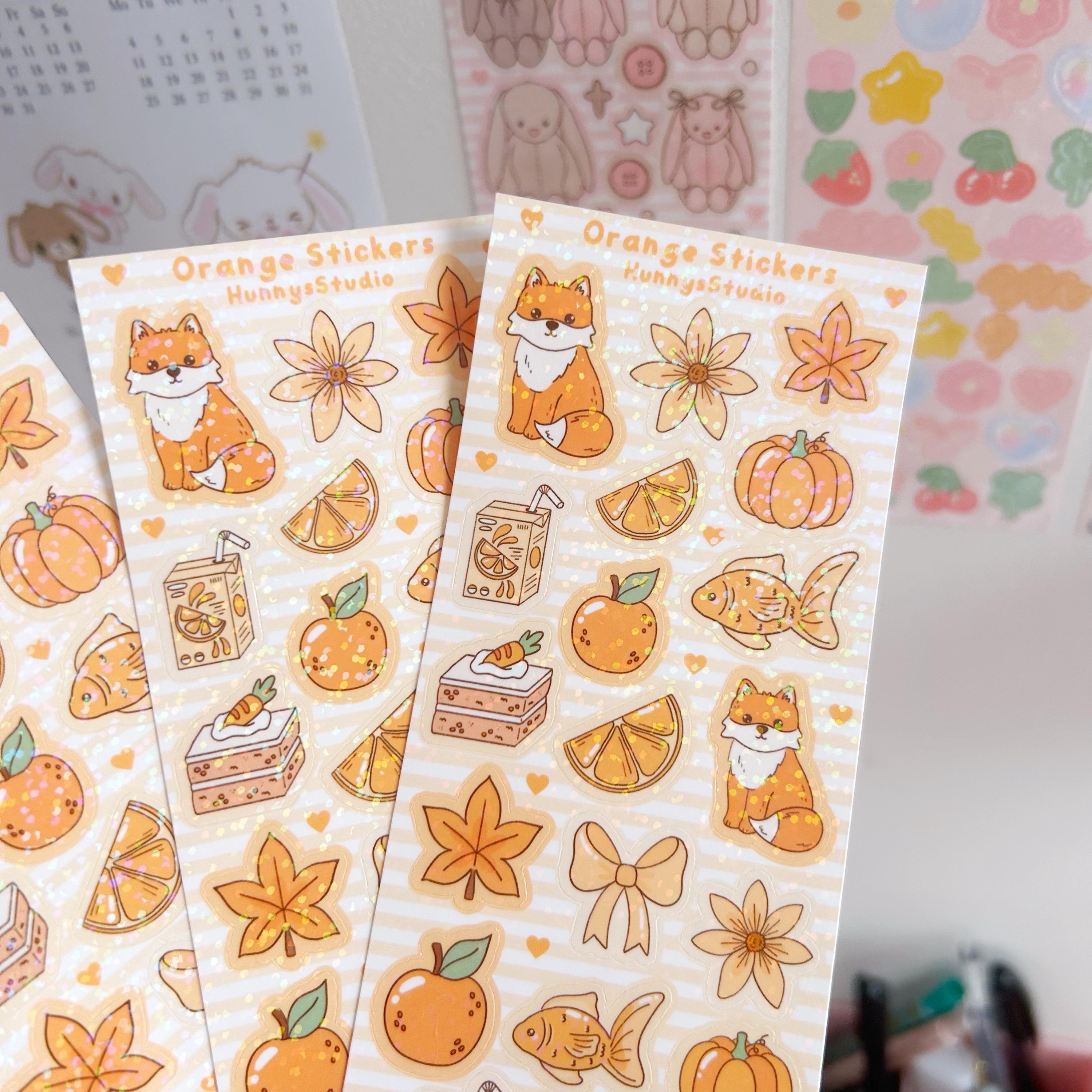 Orange stickers vinyl holographic sticker sheet