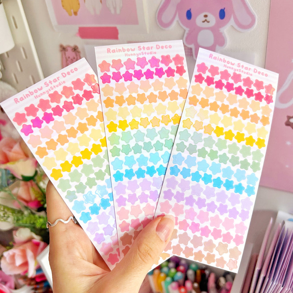 Rainbow Star deco vinyl holographic sticker sheet