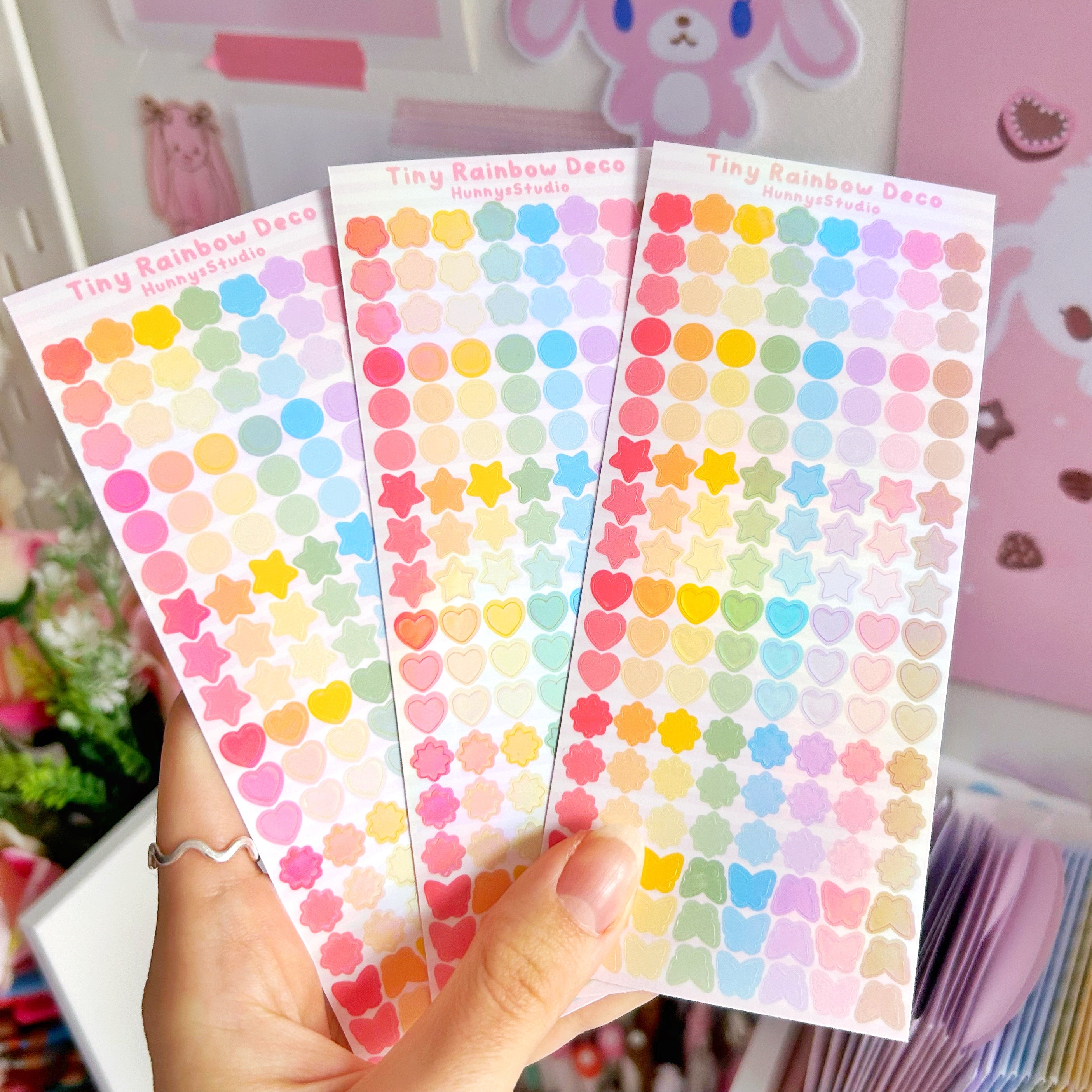 Tiny rainbow deco vinyl holographic sticker sheet