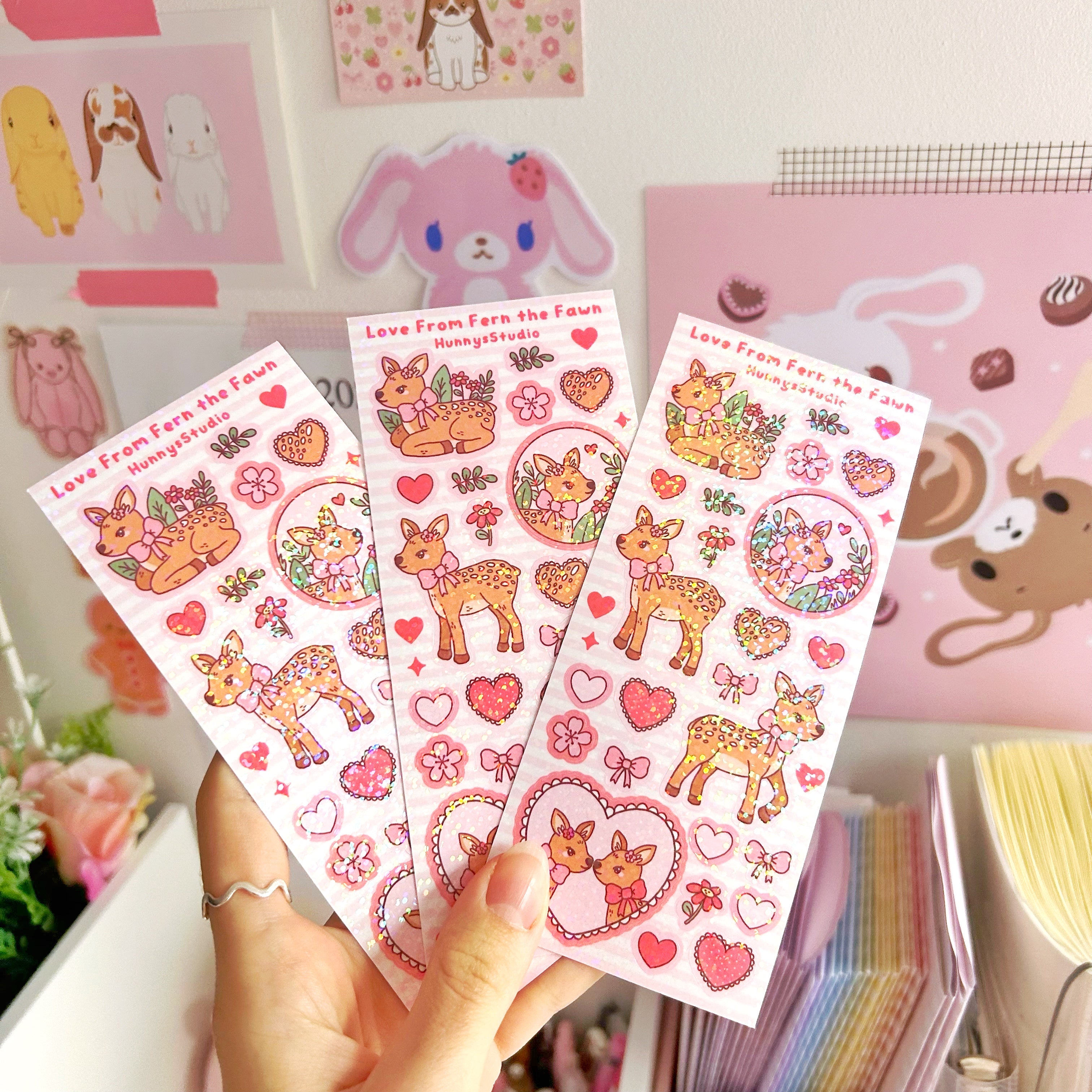 Love from Fern the fawn vinyl holographic sticker sheet