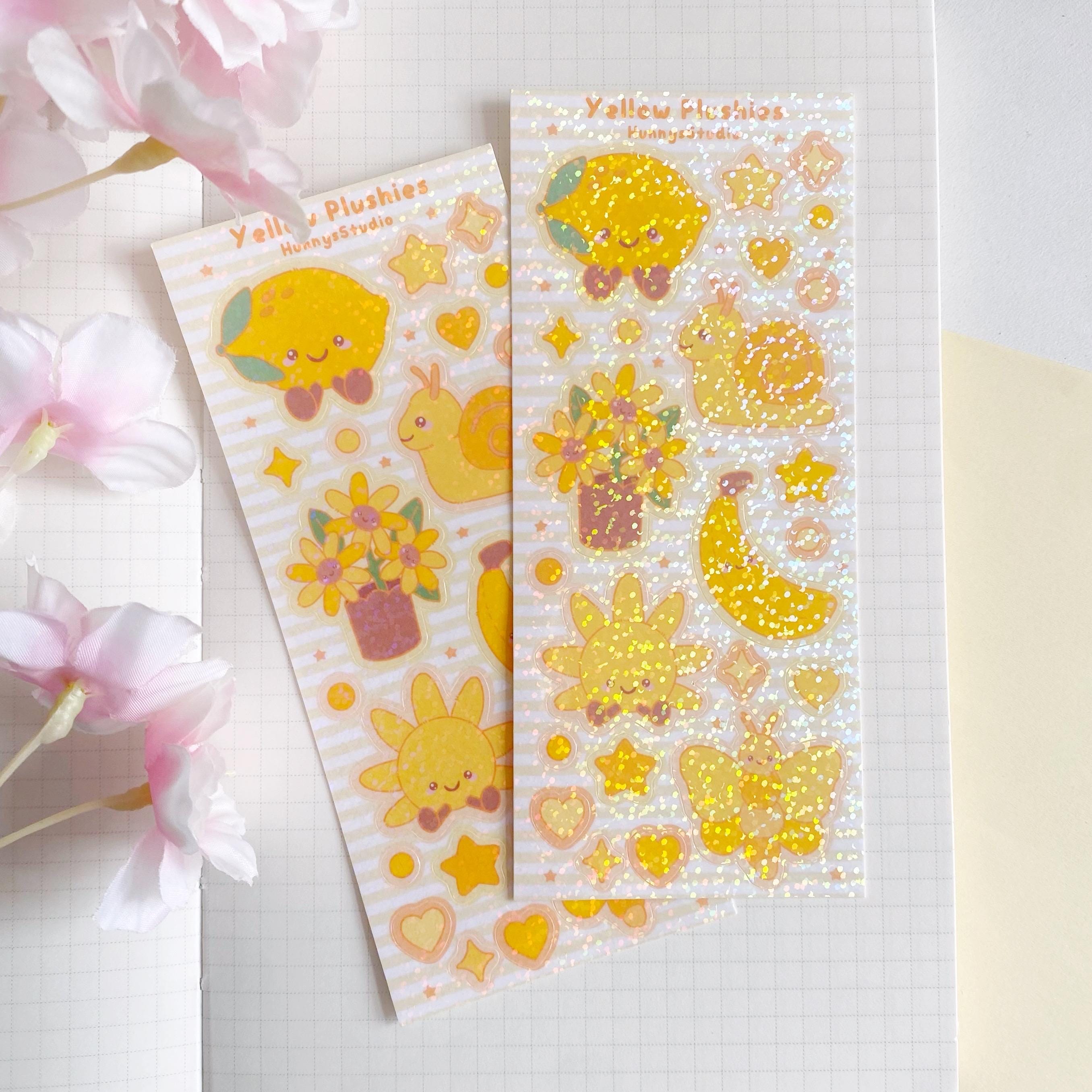 Yellow plushies holographic vinyl sticker sheet