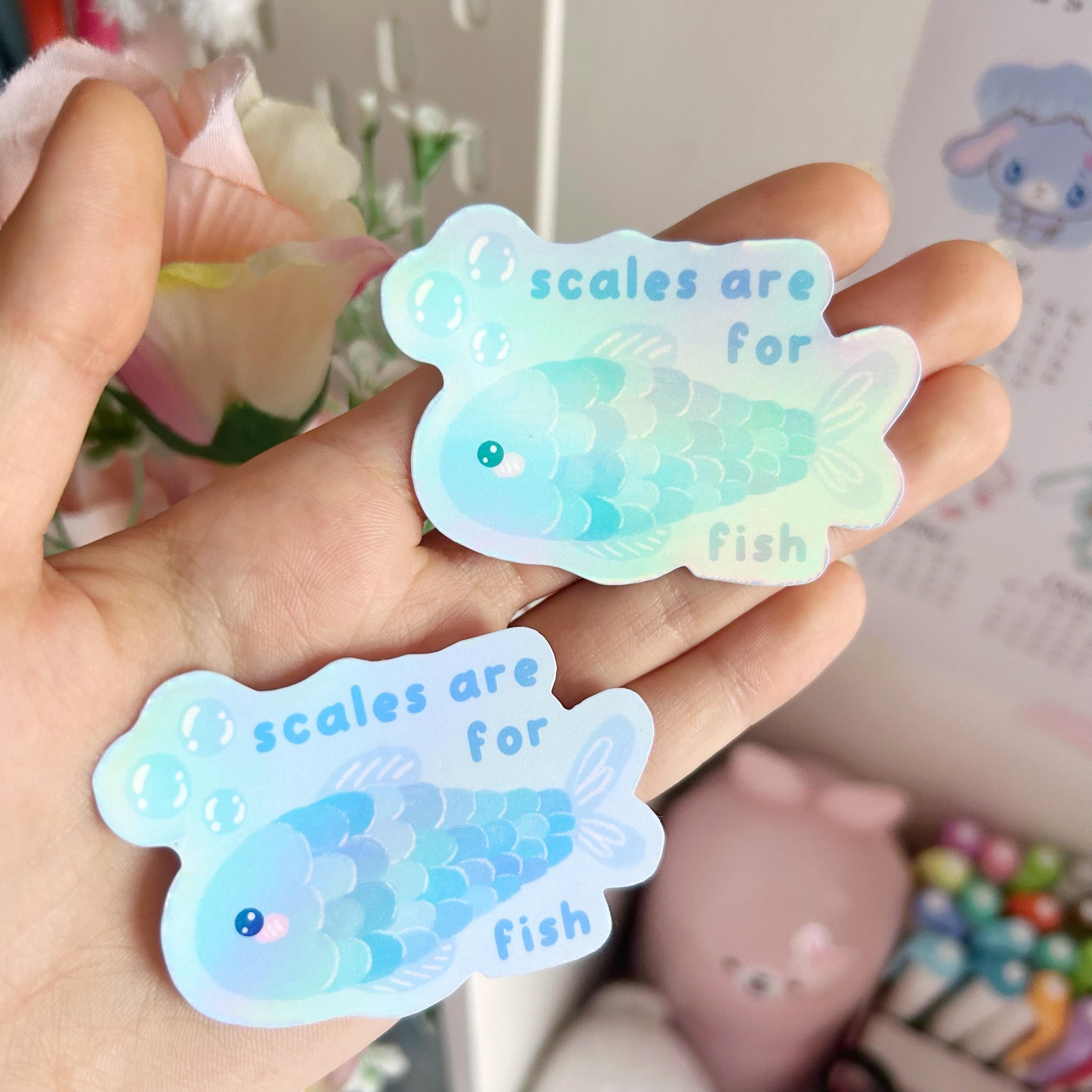 scales are for fish die cut vinyl holographic sticker