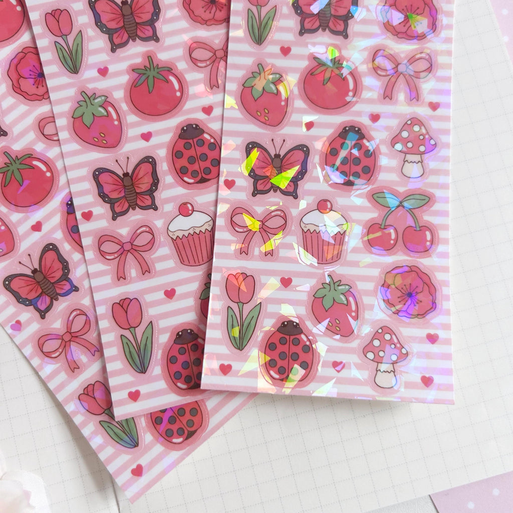 Red stickers vinyl holographic sticker sheet