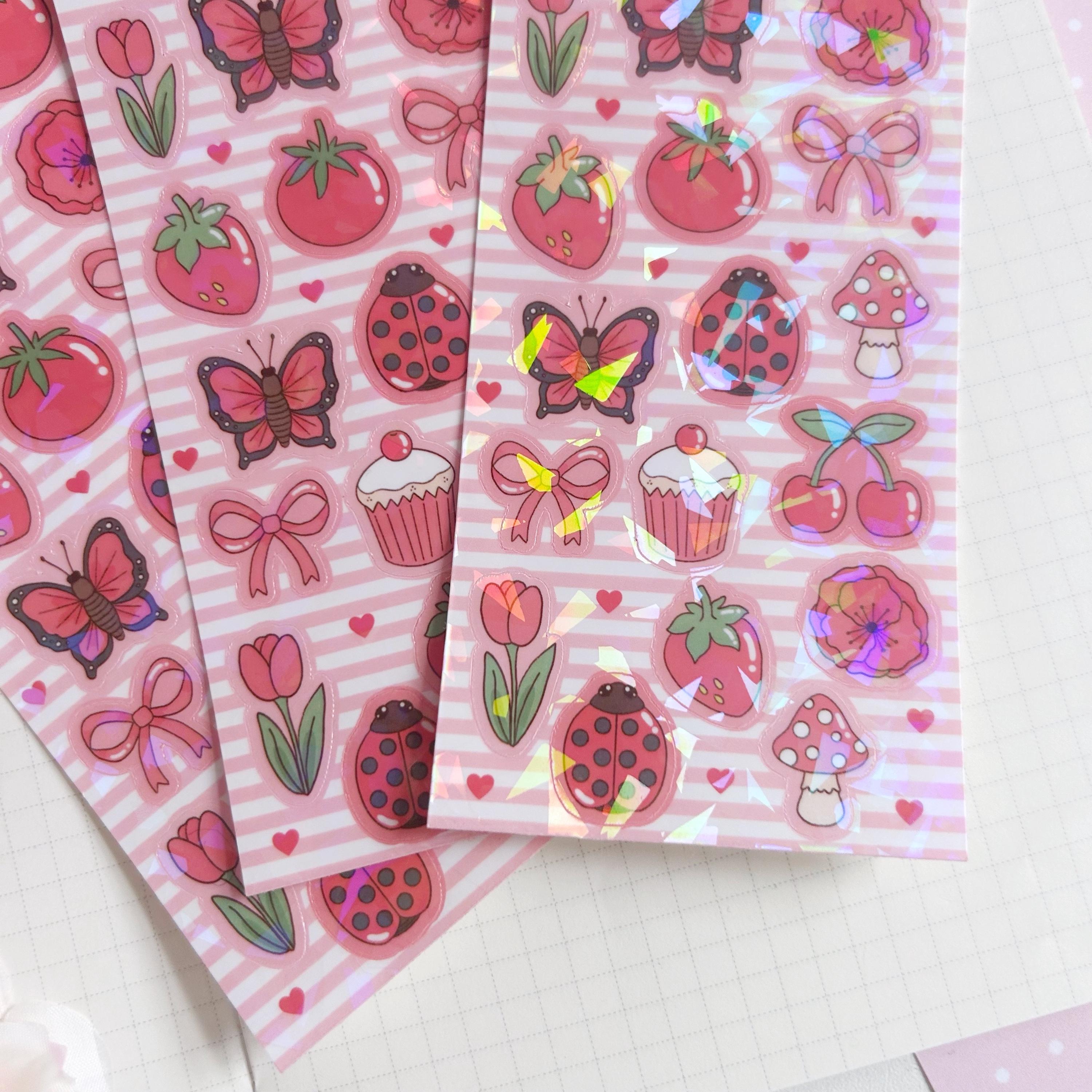 Red stickers vinyl holographic sticker sheet