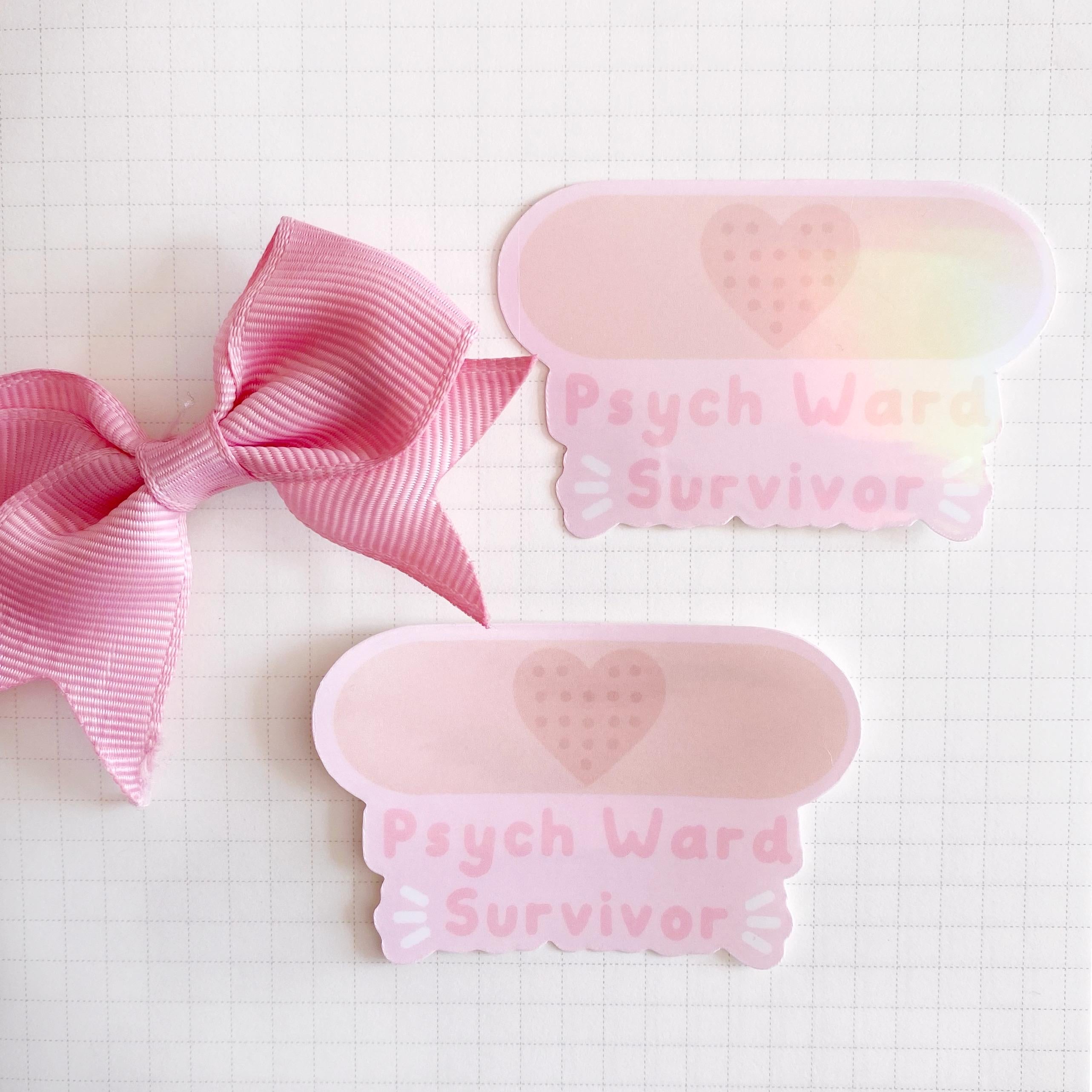 Psych ward survivor holo vinyl die cut sticker