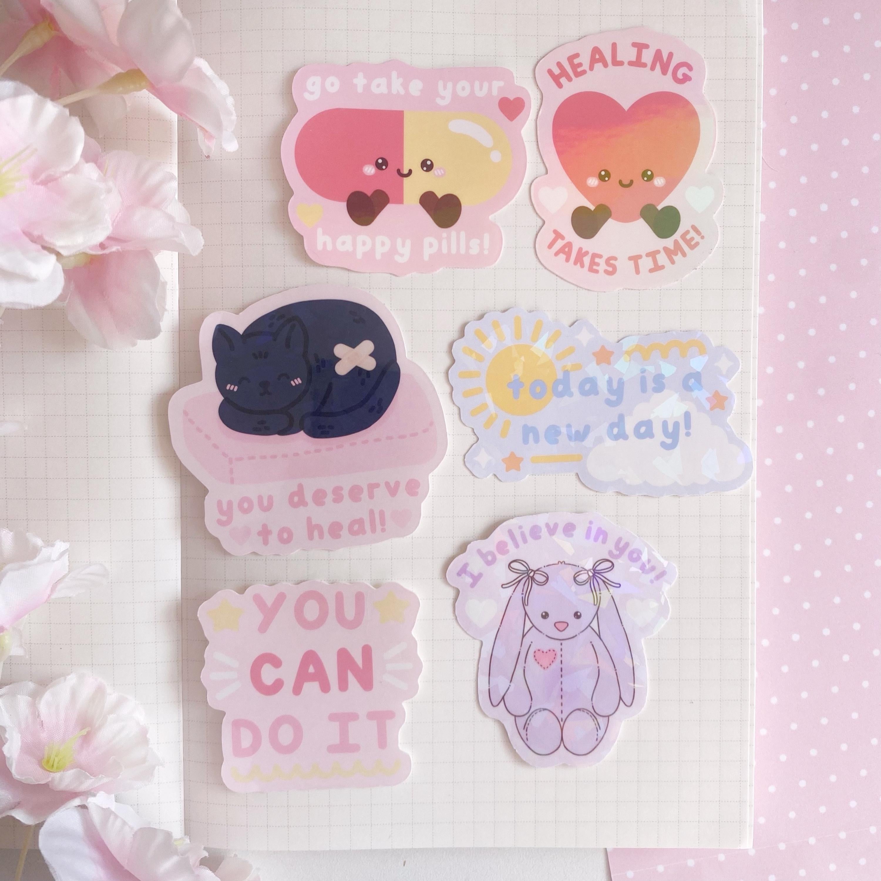 Bunny I believe in you die cut vinyl holo sticker