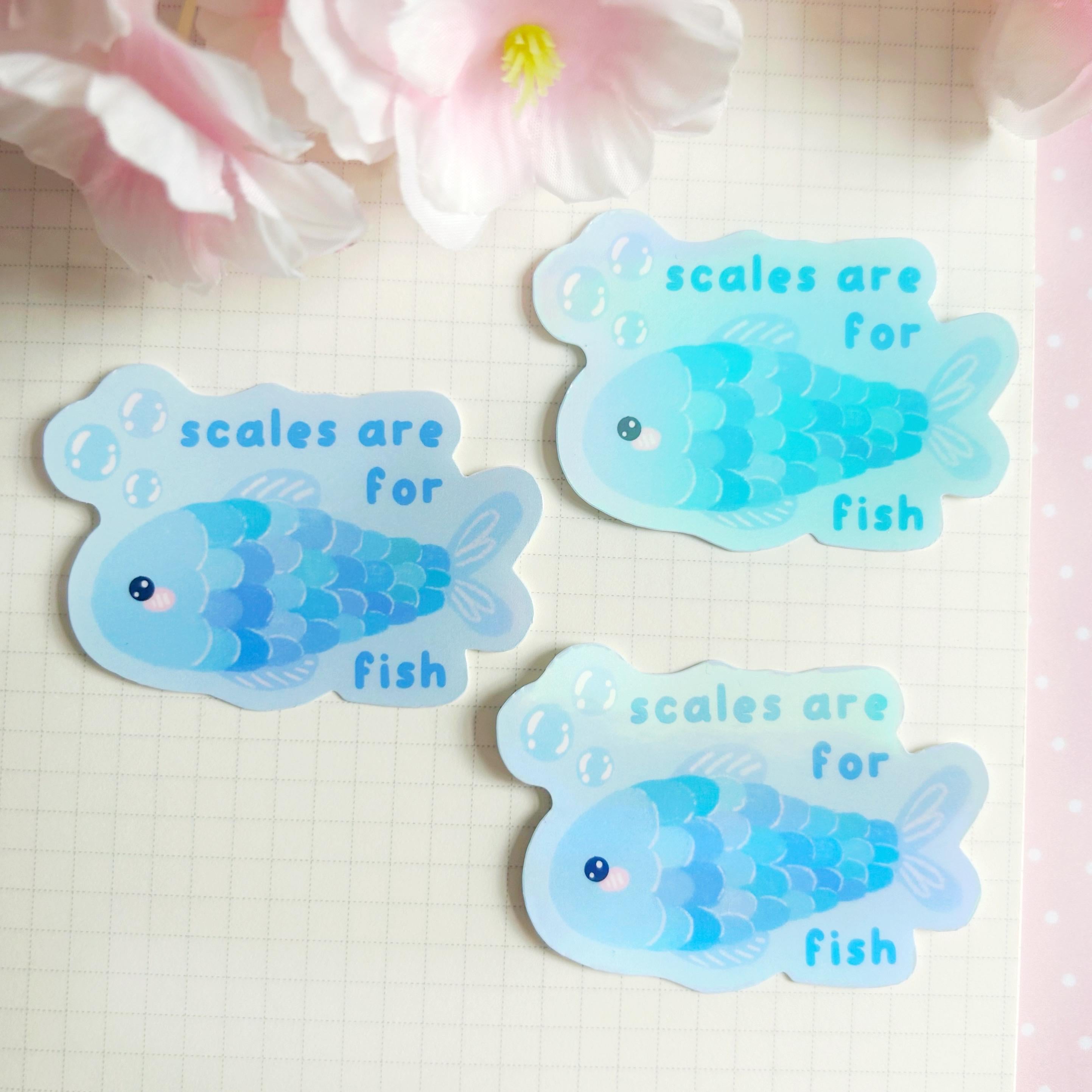 scales are for fish die cut vinyl holographic sticker