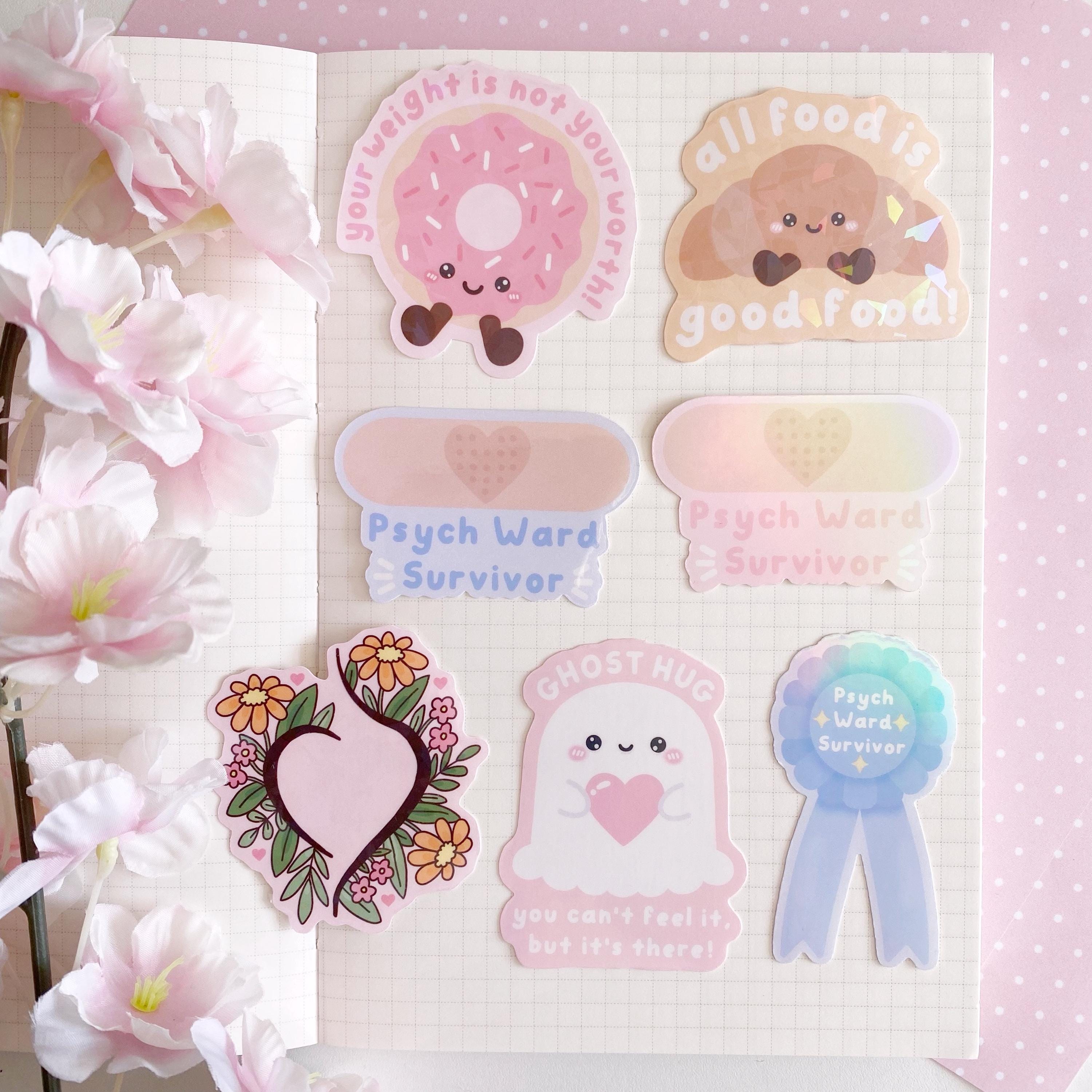 Ghost hugs holographic die cut sticker