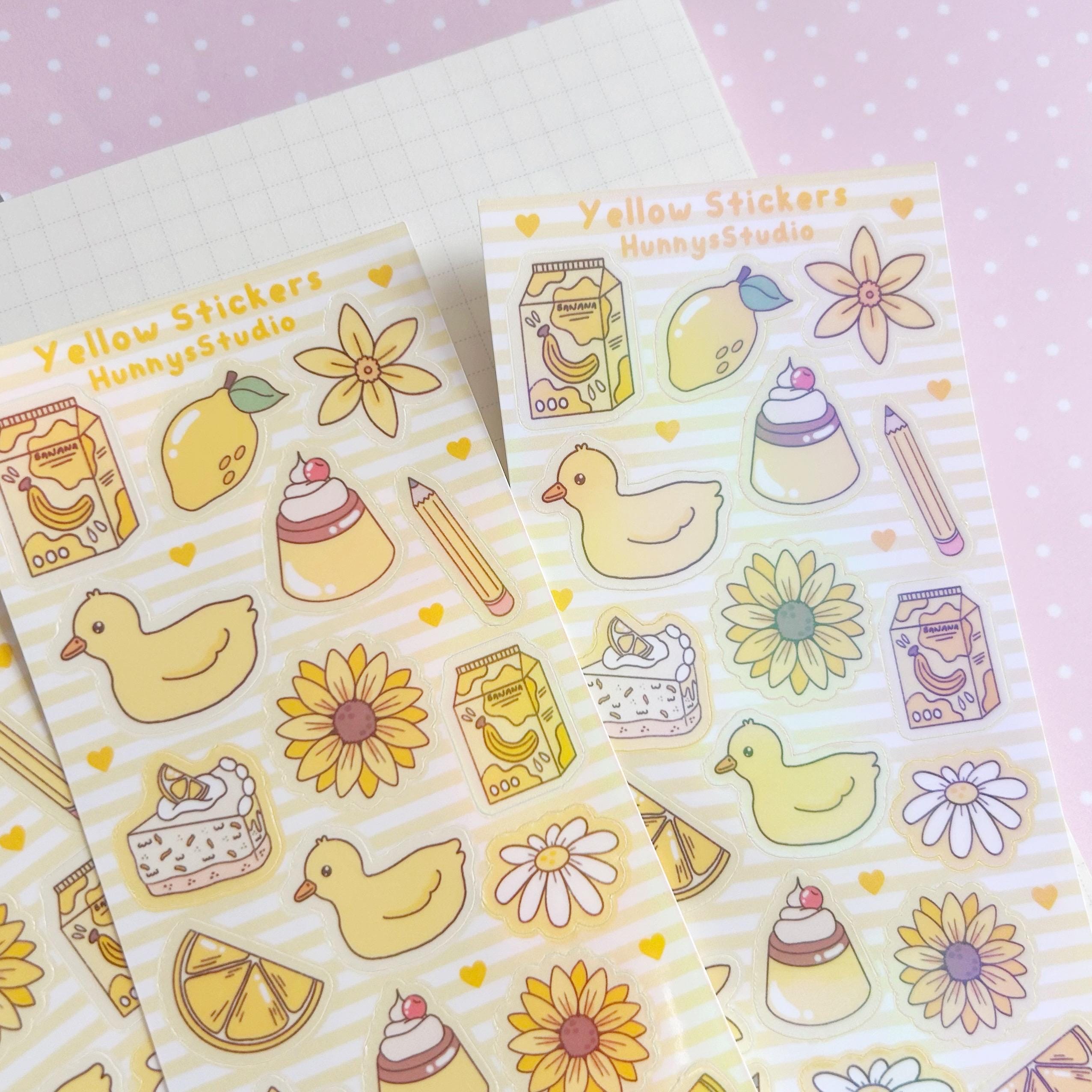 Yellow stickers vinyl holographic sticker sheet