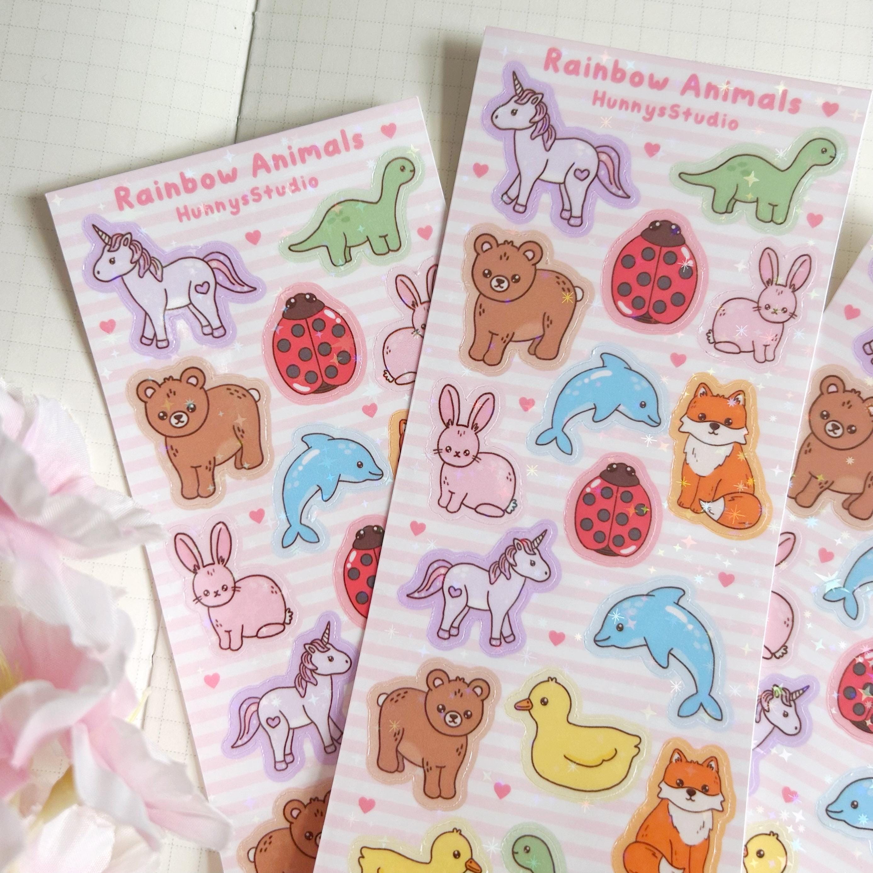 Rainbow Animals vinyl holographic sticker sheet
