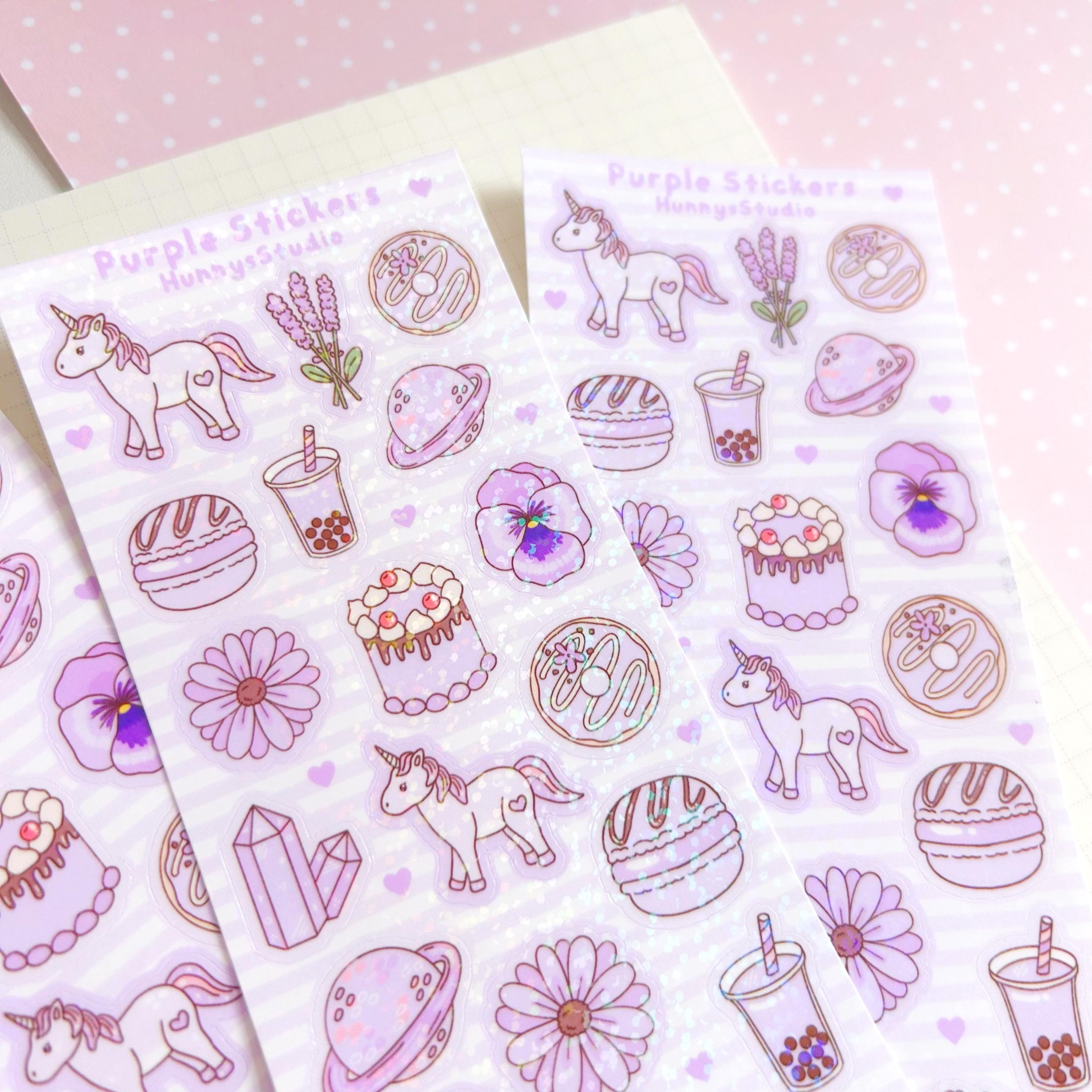 Purple stickers vinyl holographic sticker sheet