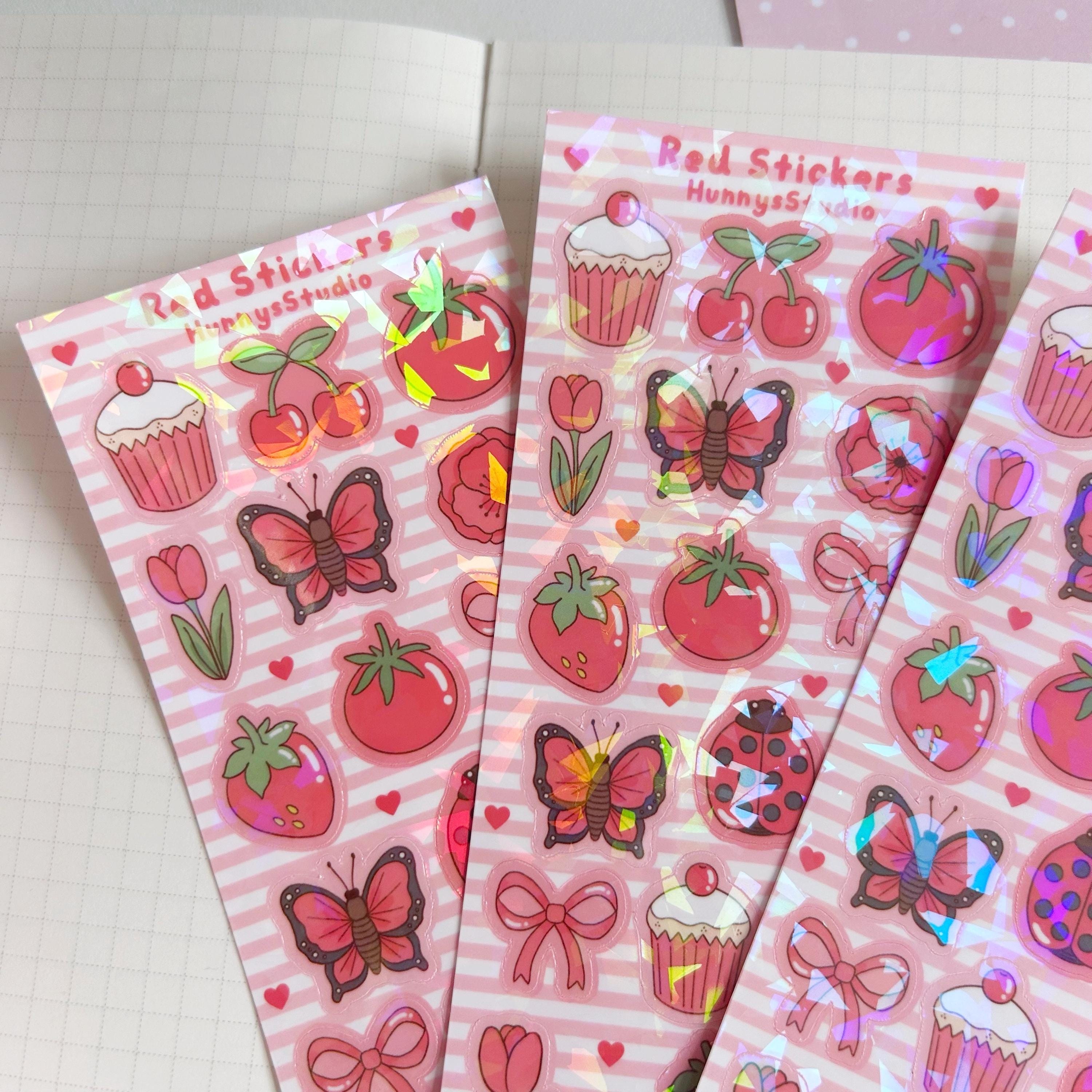 Red stickers vinyl holographic sticker sheet