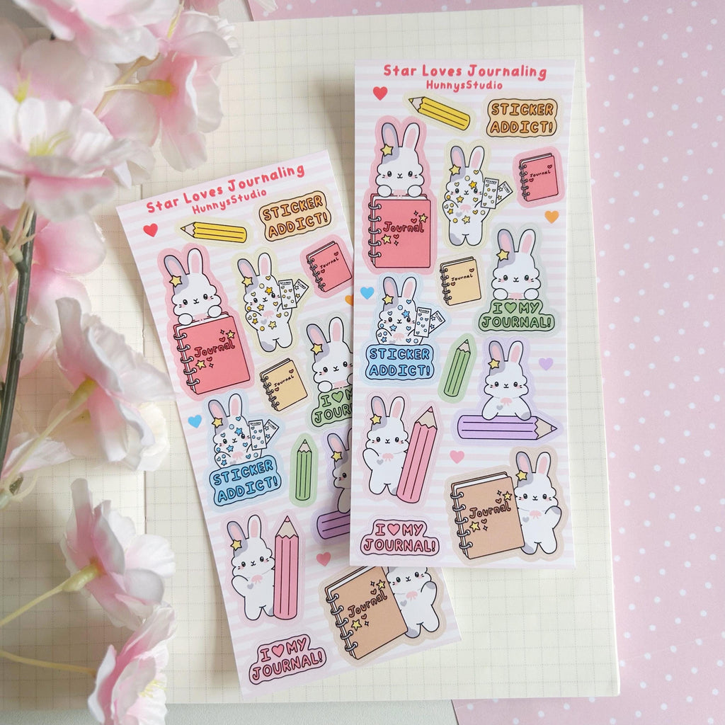Star loves journaling matte vinyl sticker sheet