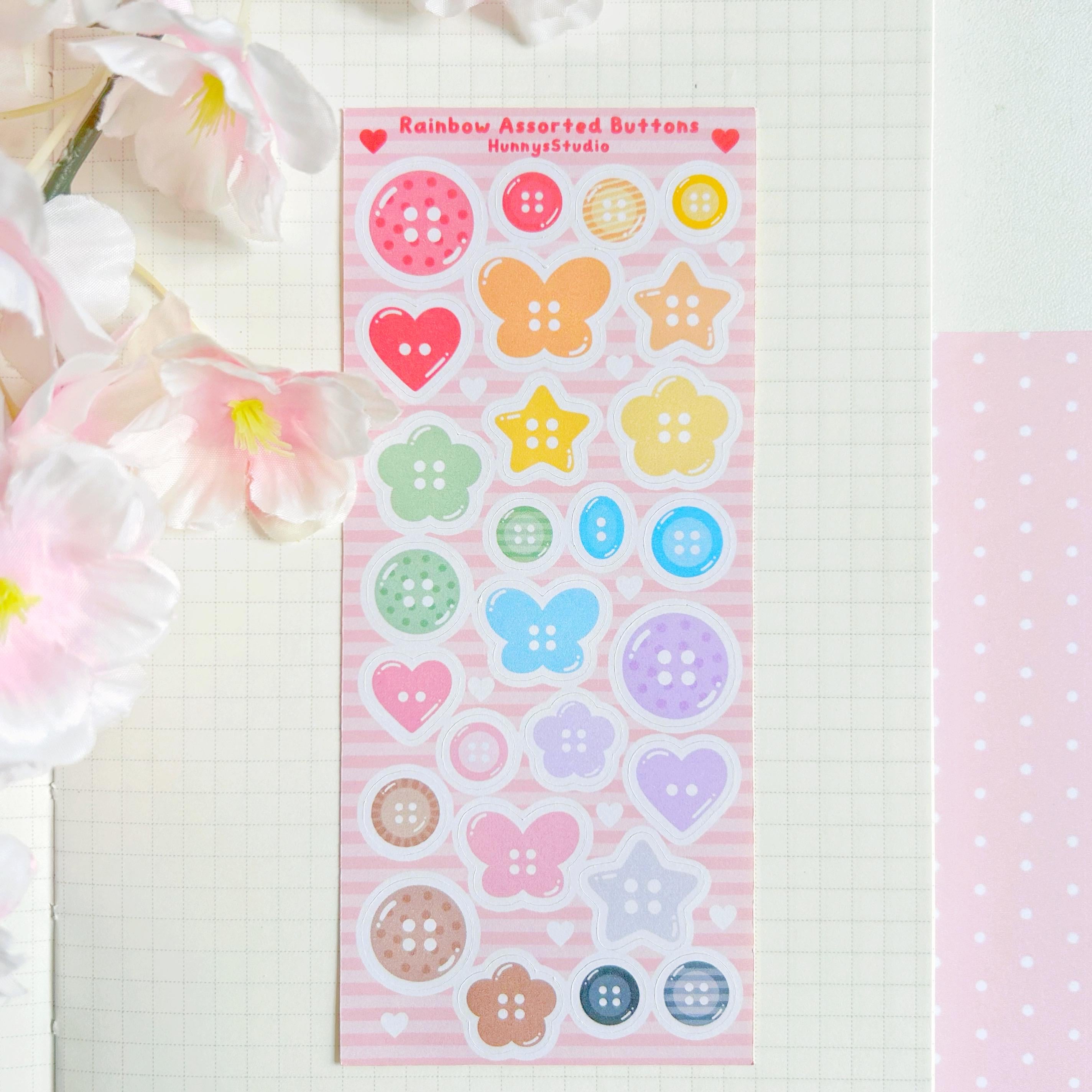 Assorted Rainbow buttons matte sticker sheet
