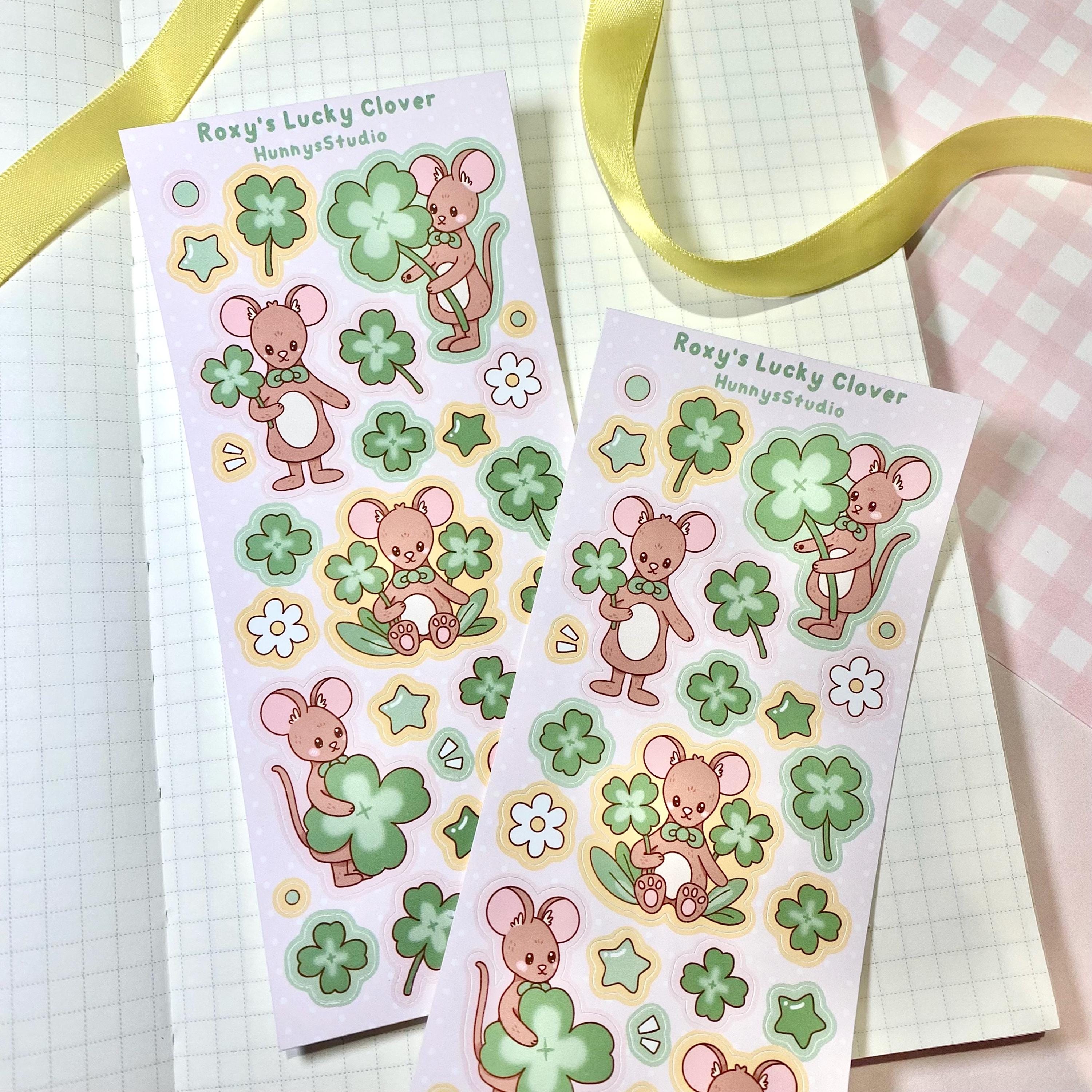 Roxy's lucky clover matte vinyl sticker sheet