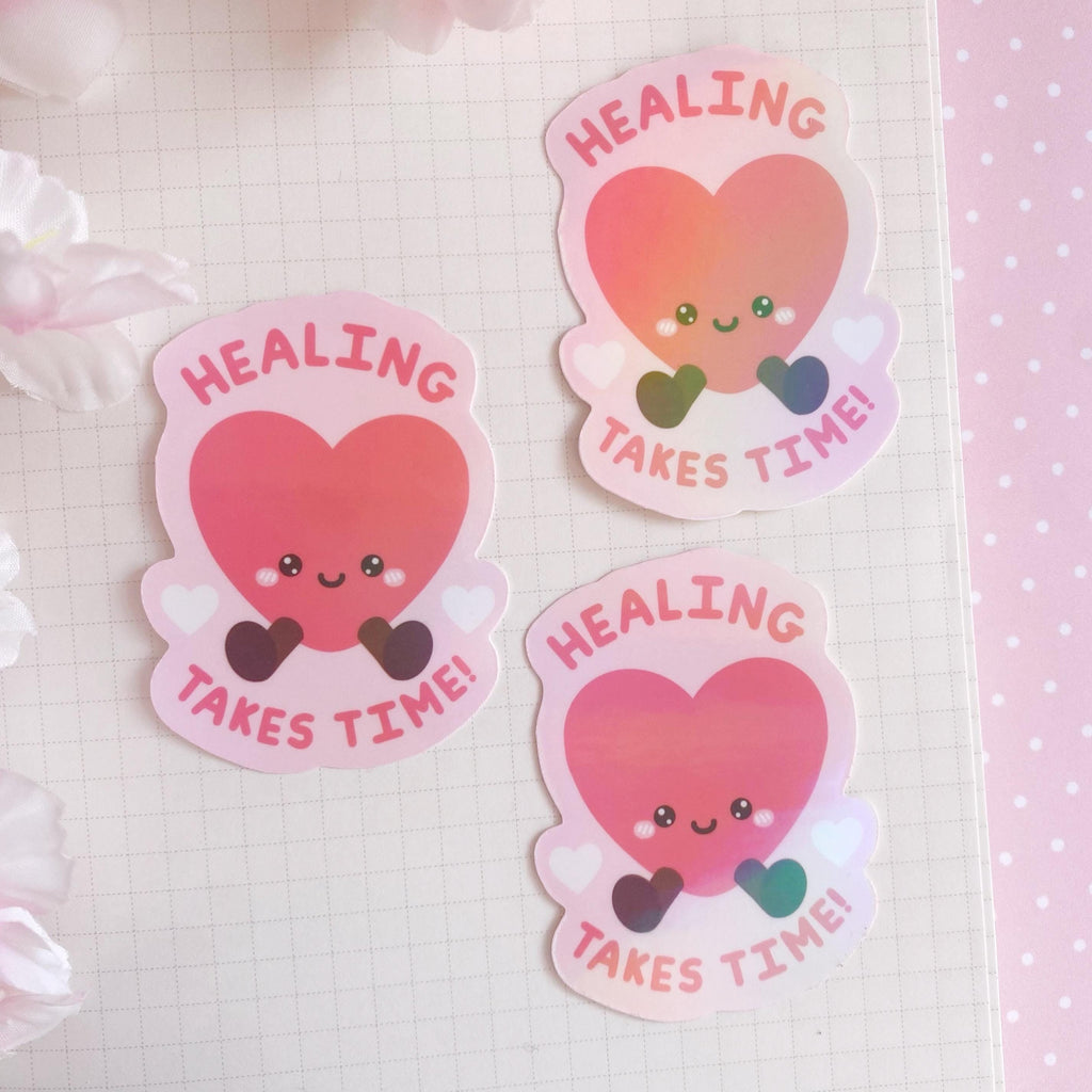 Healing heart die cut vinyl holo sticker
