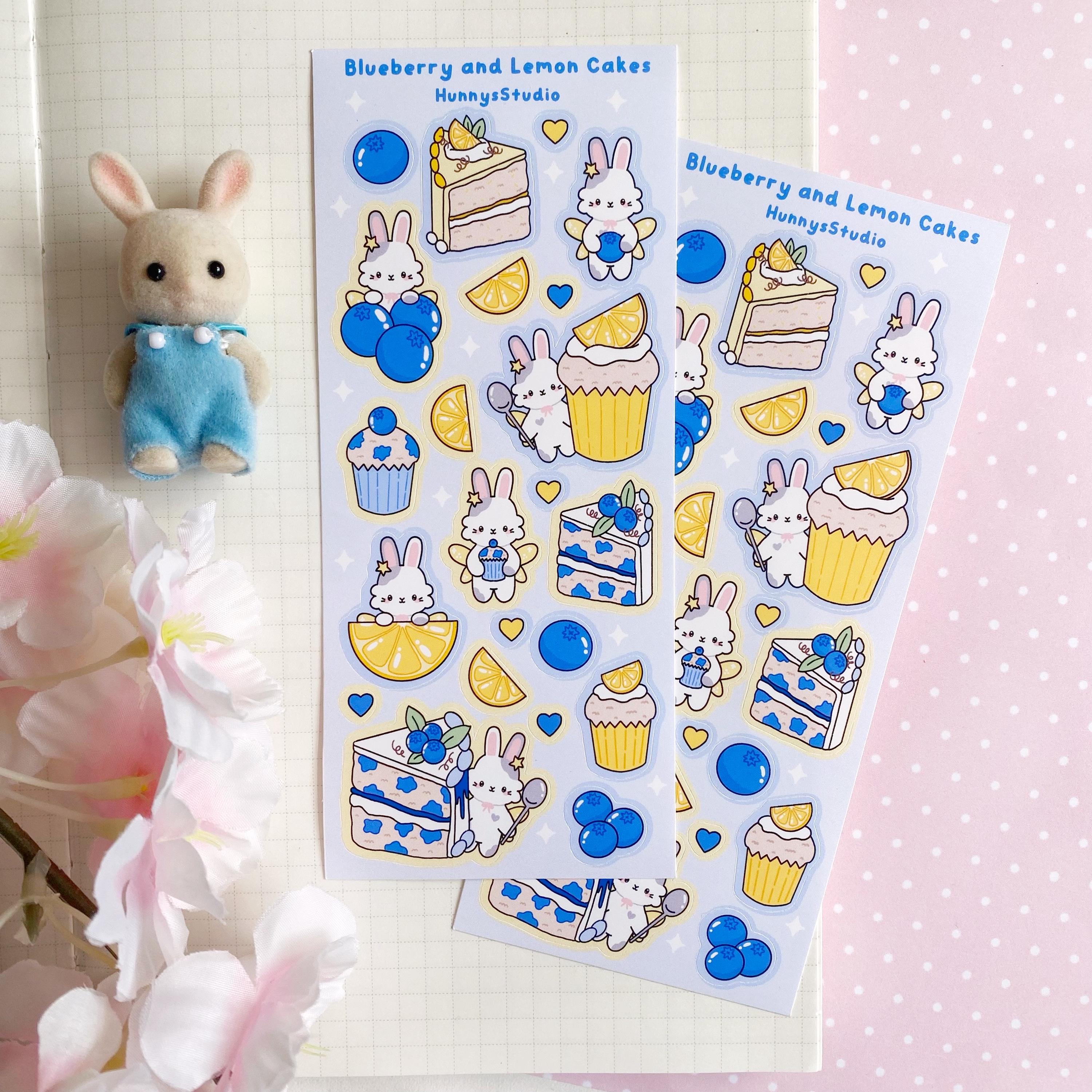 Blueberry and lemon cakes matte vinyl sticker sheet
