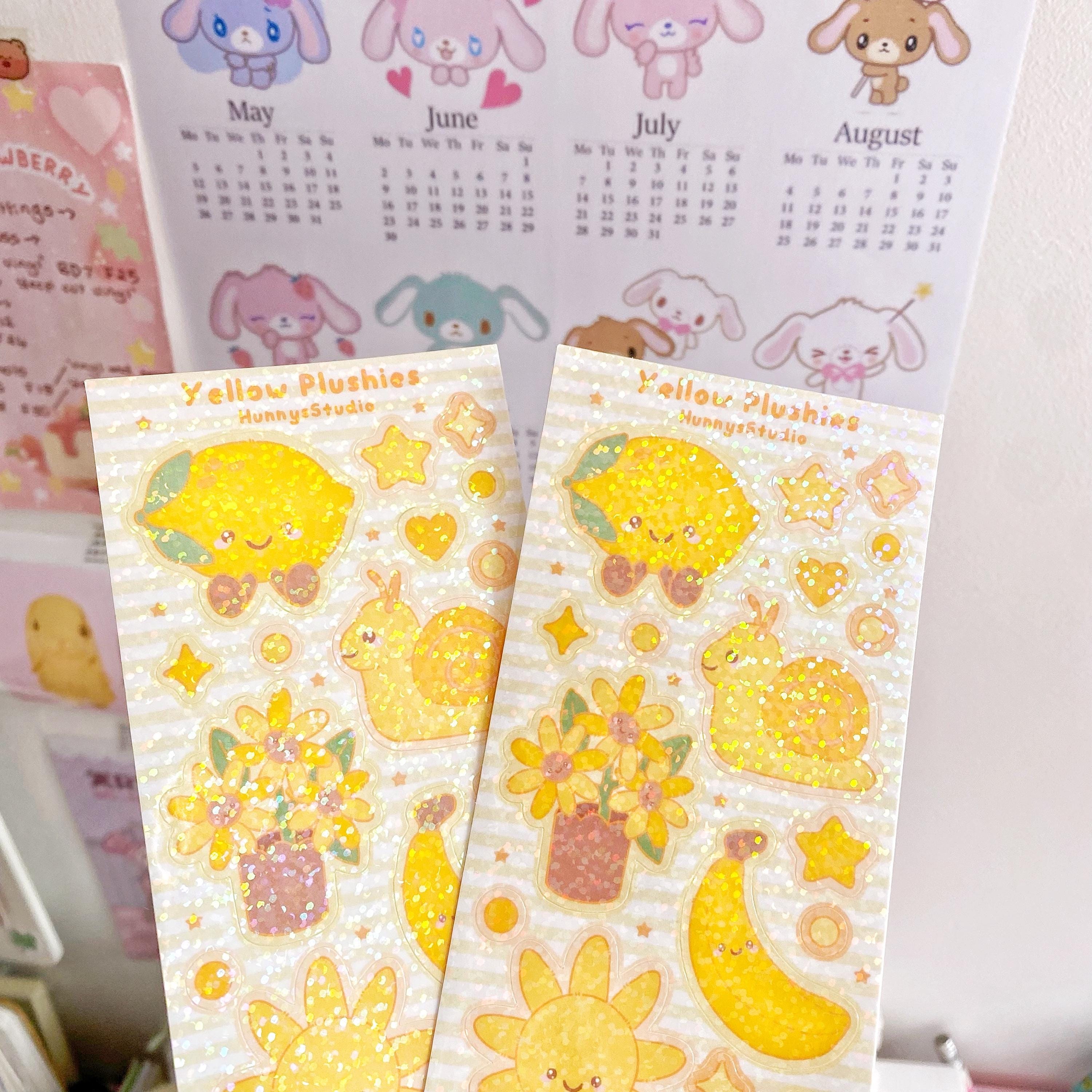 Yellow plushies holographic vinyl sticker sheet