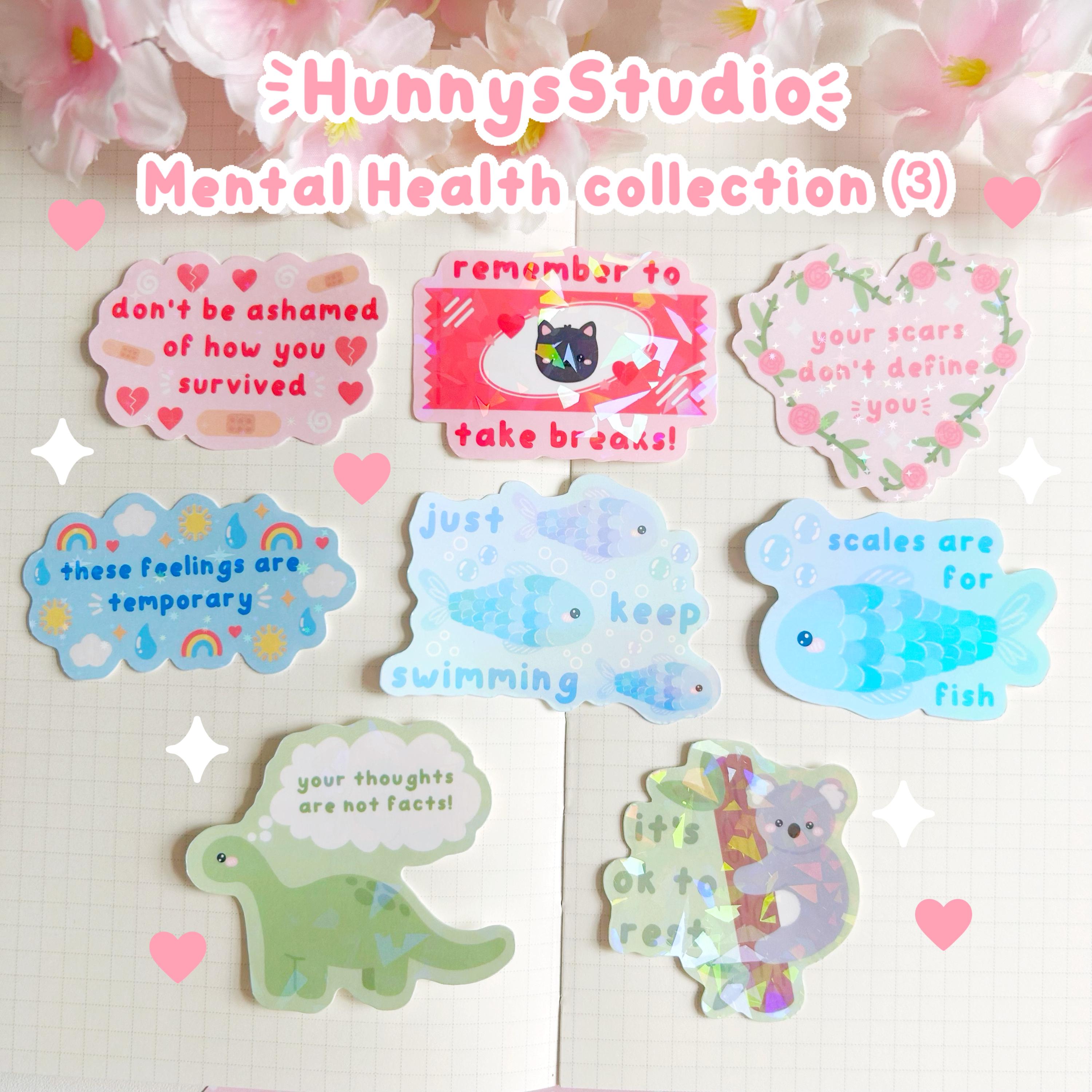 Blue feelings quote die cut vinyl holo sticker