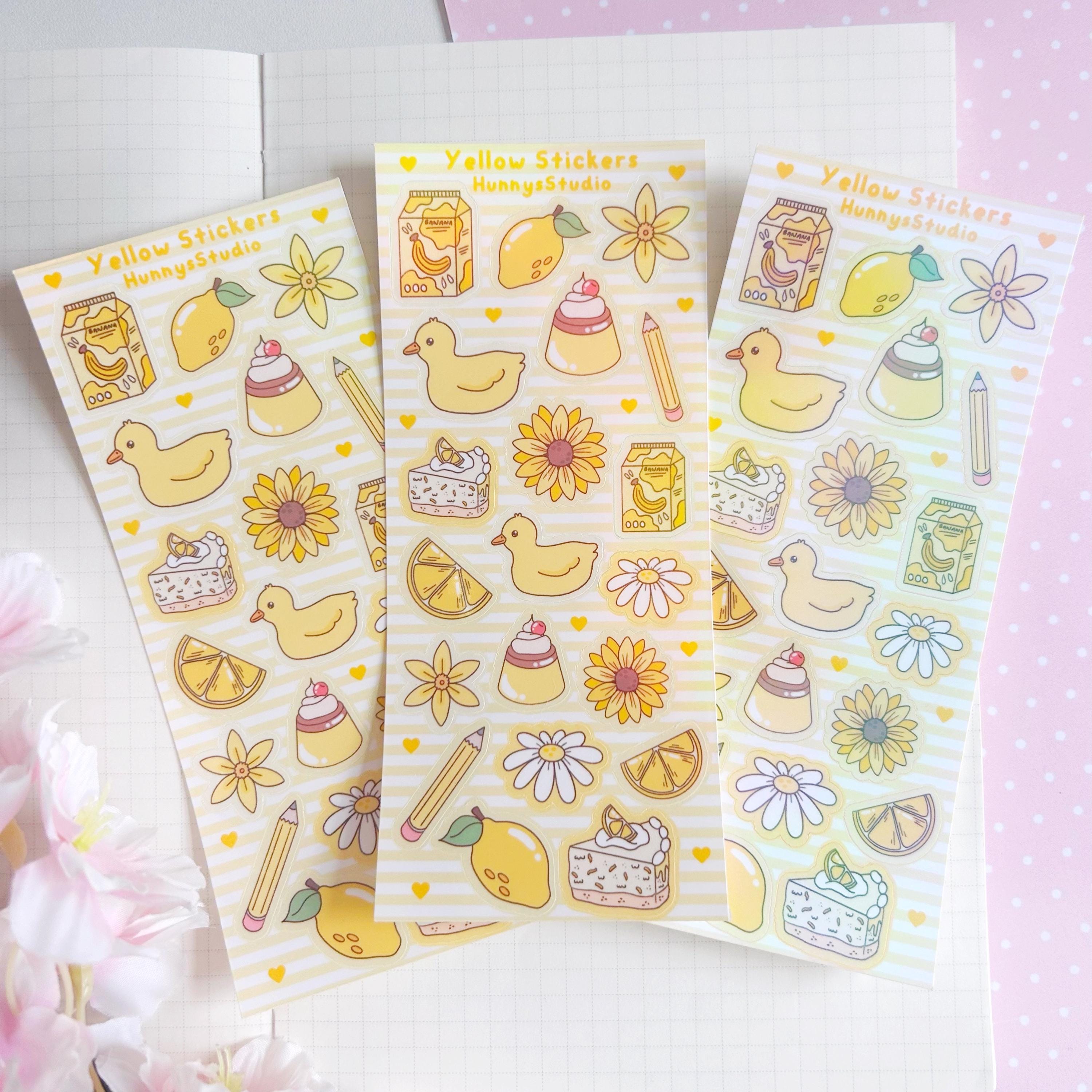 Yellow stickers vinyl holographic sticker sheet