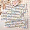 Pastel weekdays letter matte sticker sheet