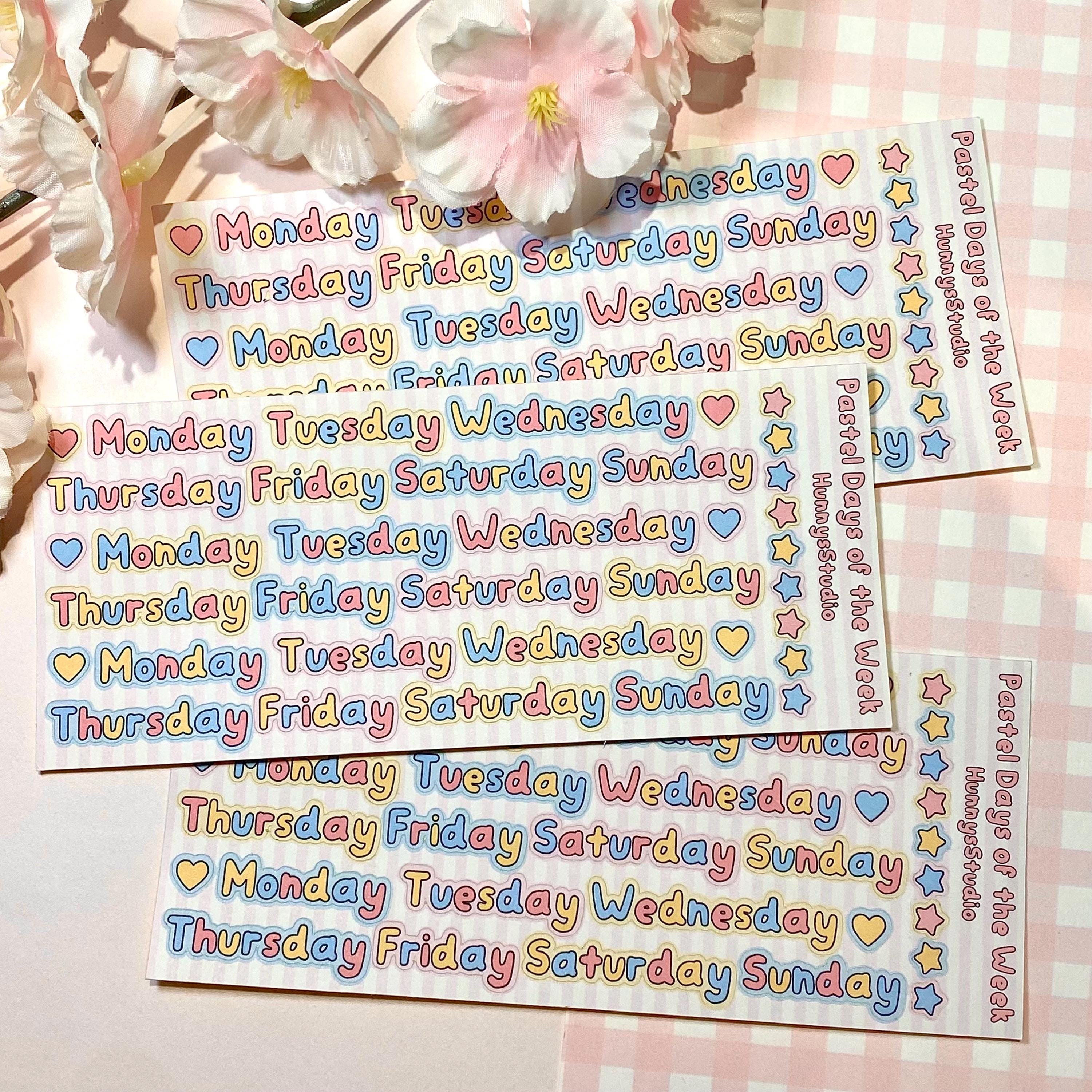 Pastel weekdays letter matte sticker sheet