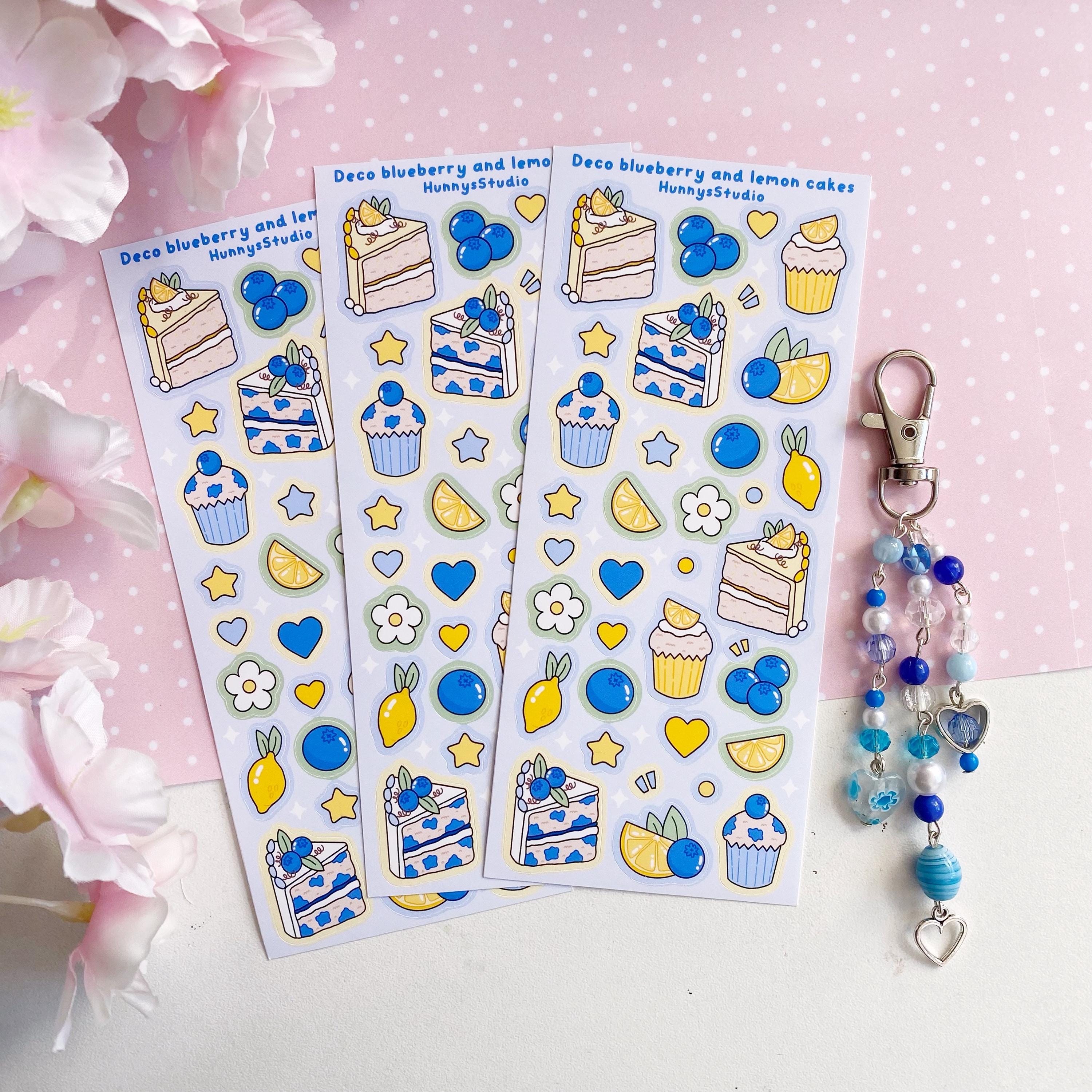 Deco Blueberry and lemon cakes matte vinyl sticker sheet