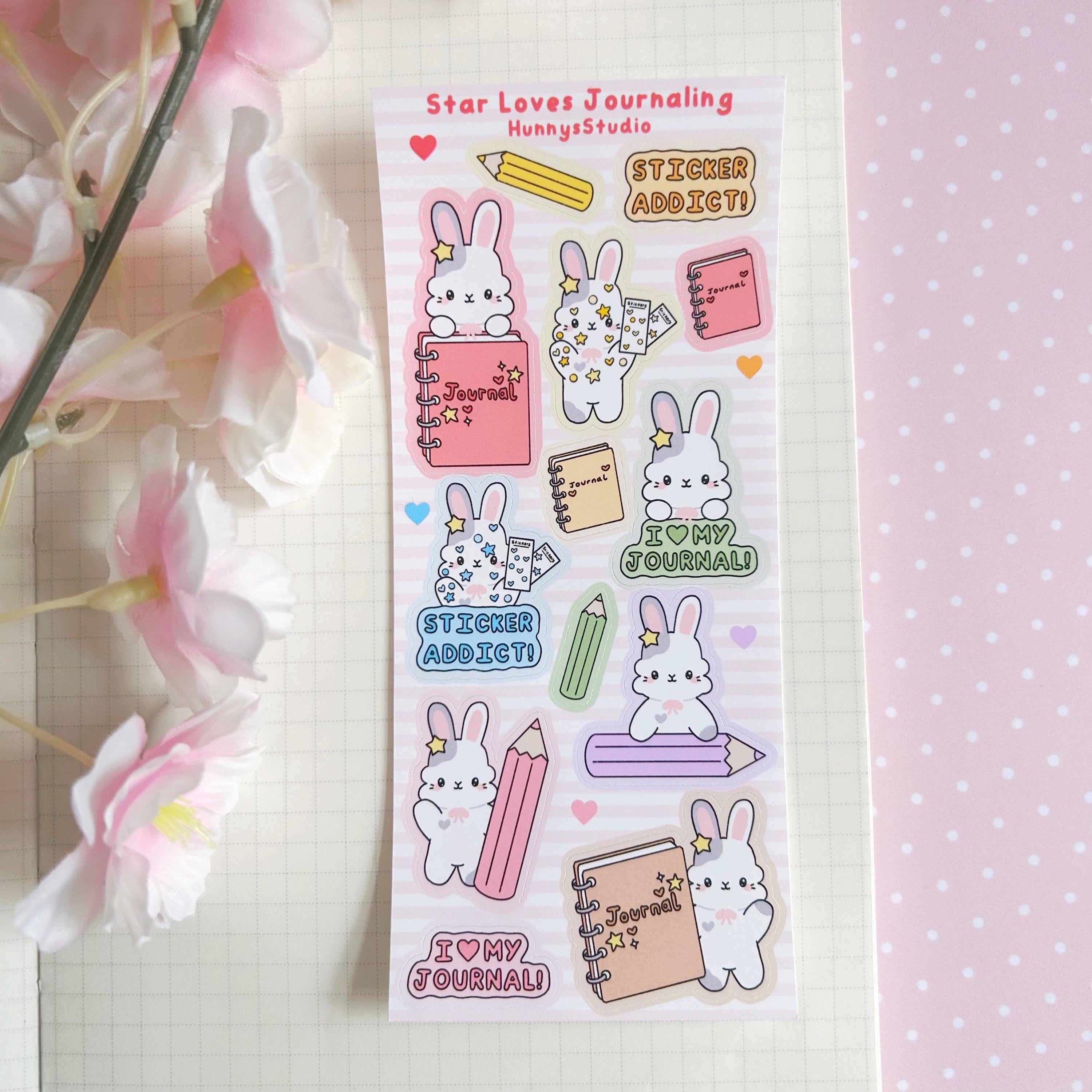 Star loves journaling matte vinyl sticker sheet