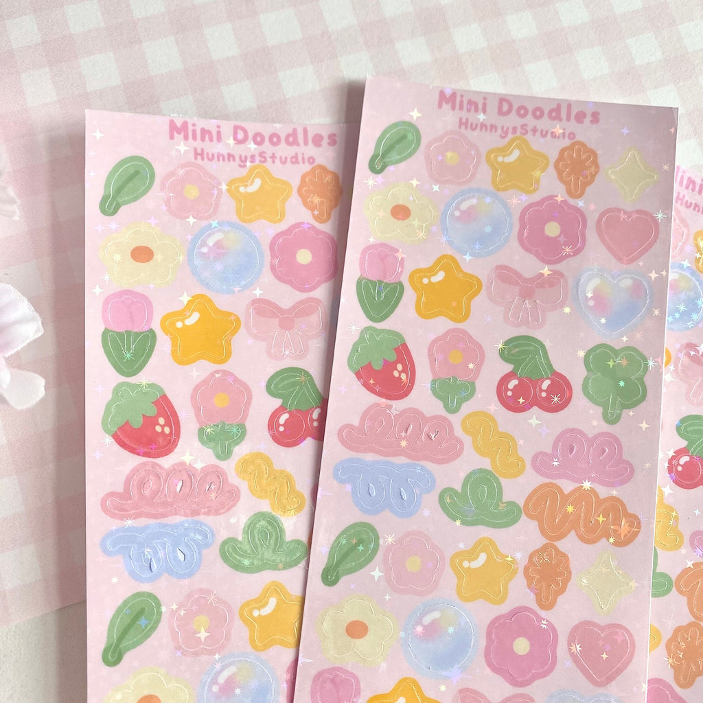 Mini doodle holographic vinyl sticker sheet