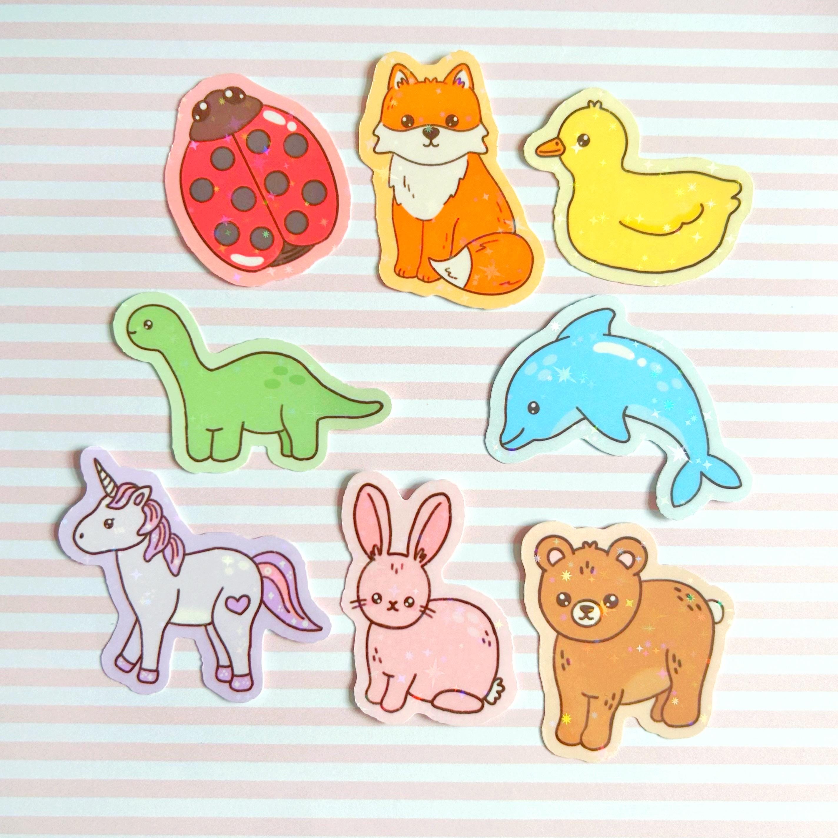 Rainbow animals mystery holographic die cut stickers