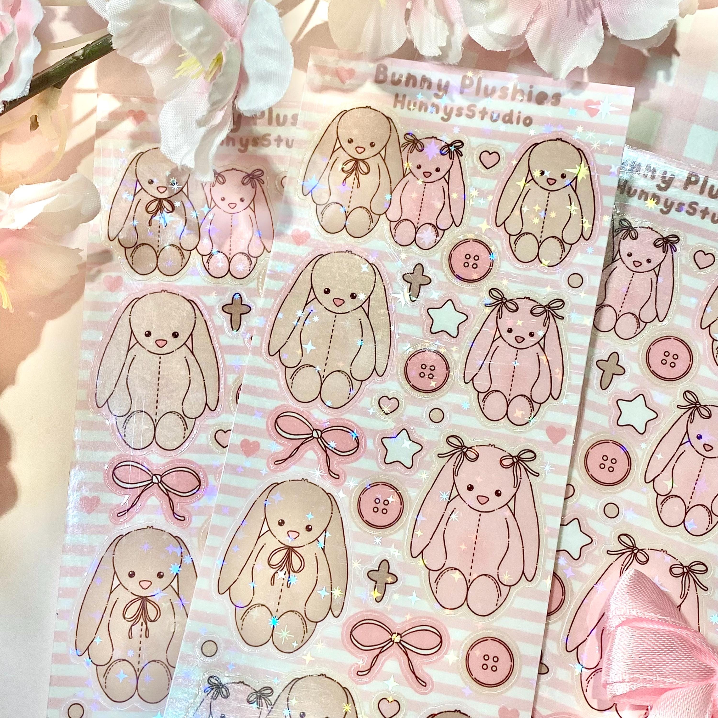 Bunny plushies vinyl holographic sticker sheet