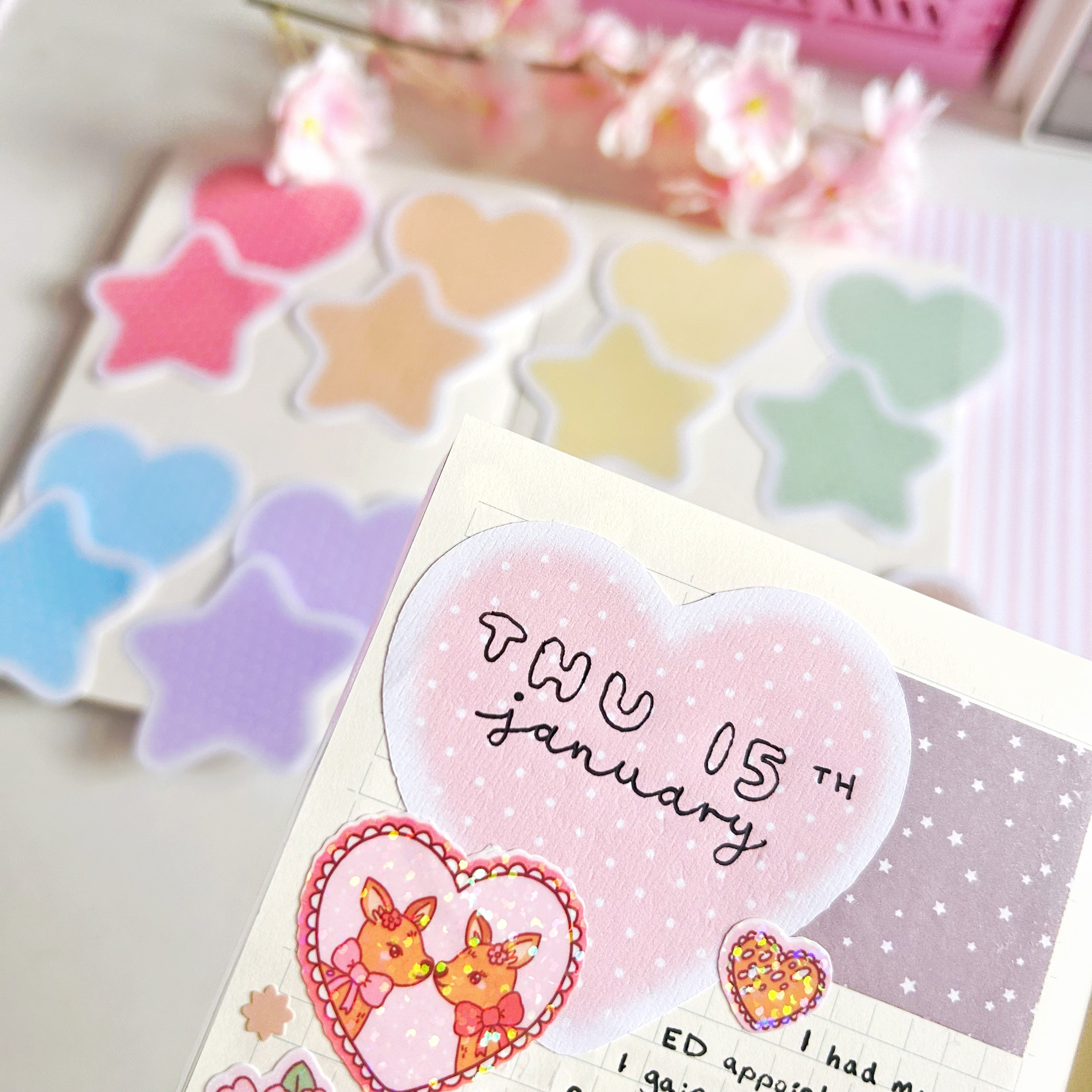 Heart and star dot memos, Rainbow memo note papers