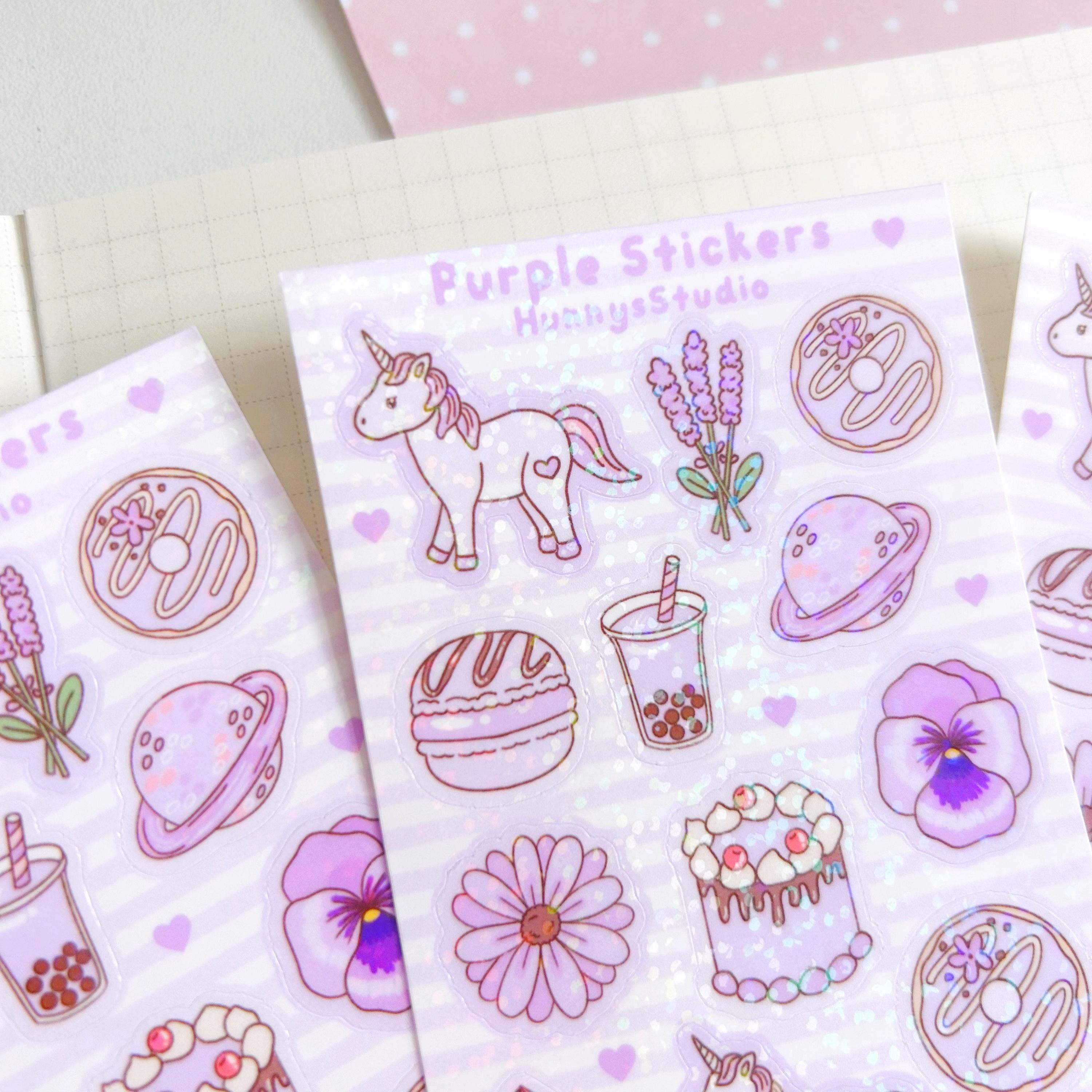 Purple stickers vinyl holographic sticker sheet