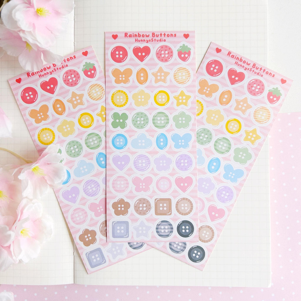 Rainbow buttons matte sticker sheet