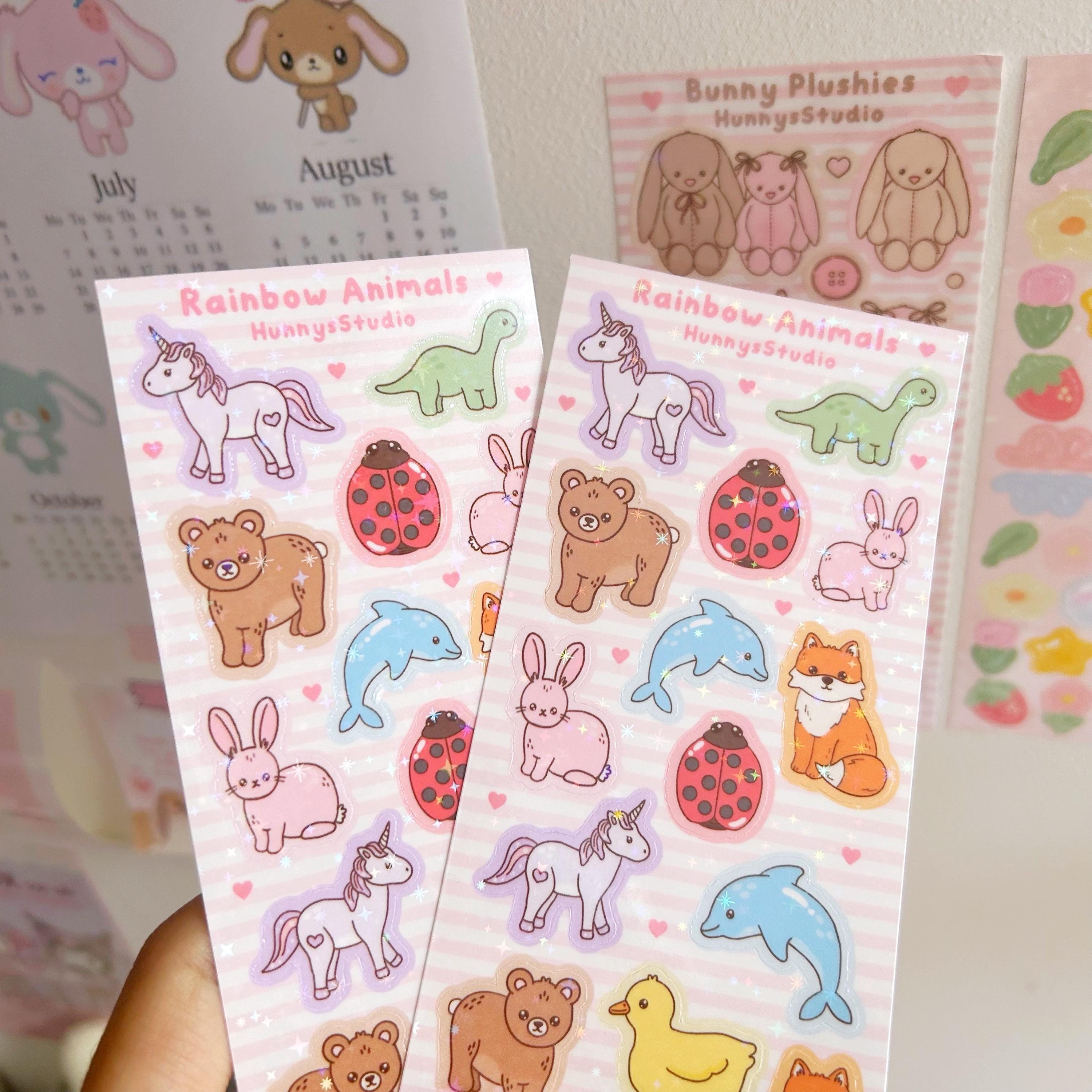 Rainbow Animals vinyl holographic sticker sheet
