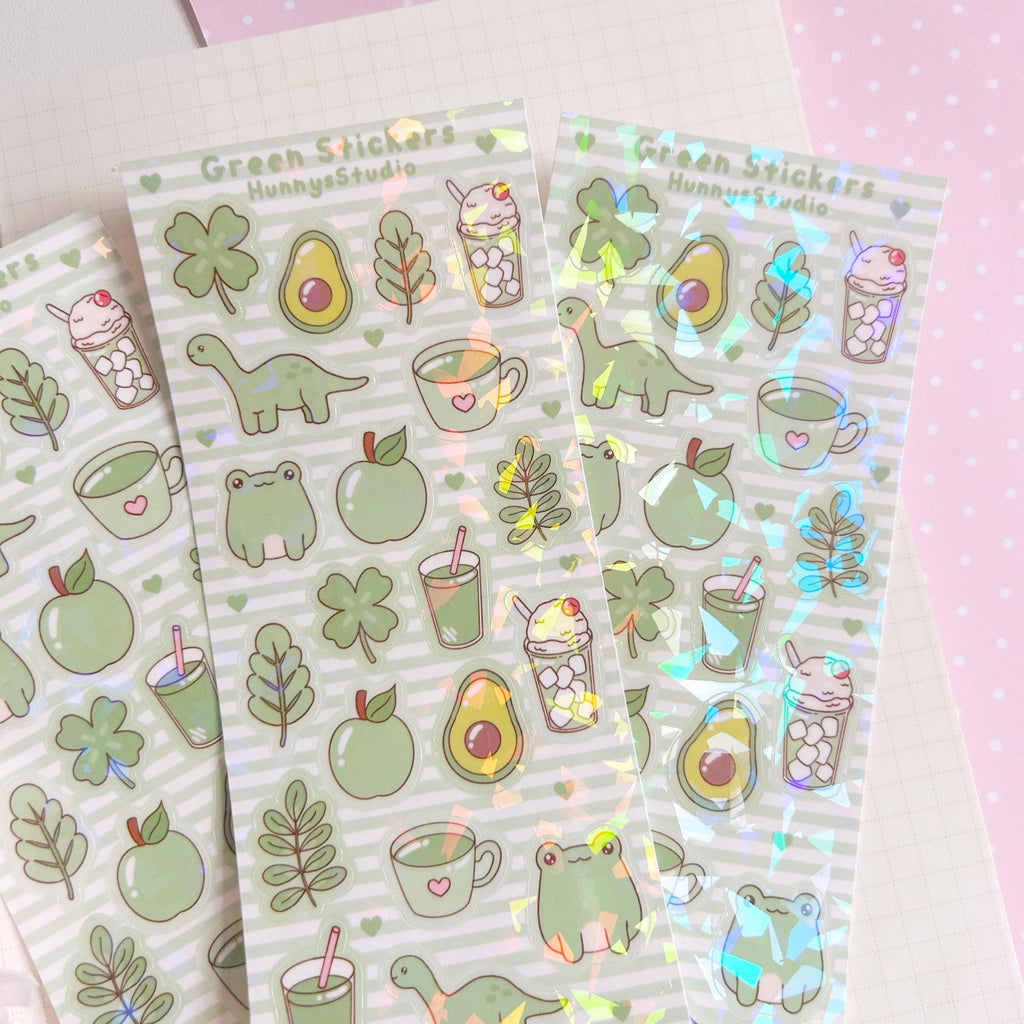 Green stickers vinyl holographic sticker sheet