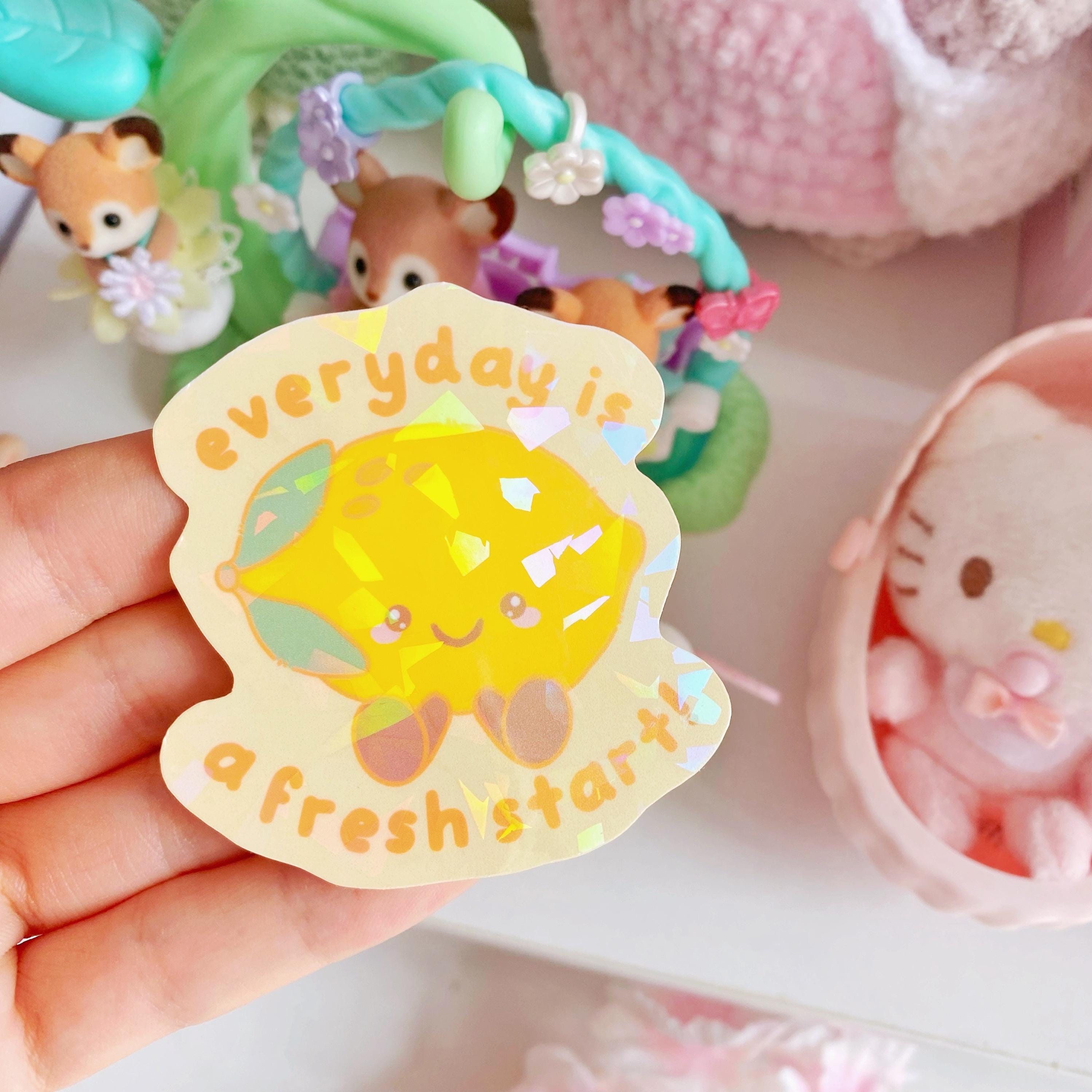 Lemon fresh start quote die cut vinyl holo sticker