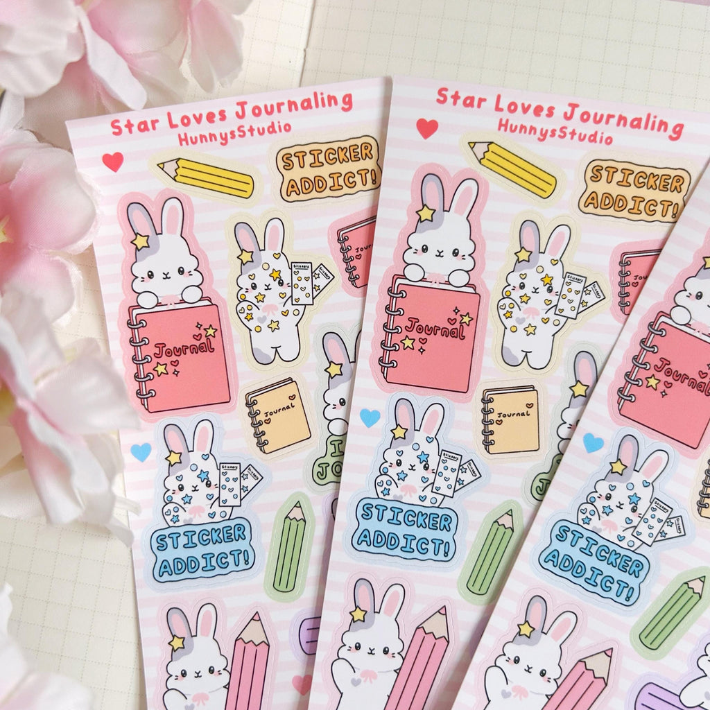Star loves journaling matte vinyl sticker sheet