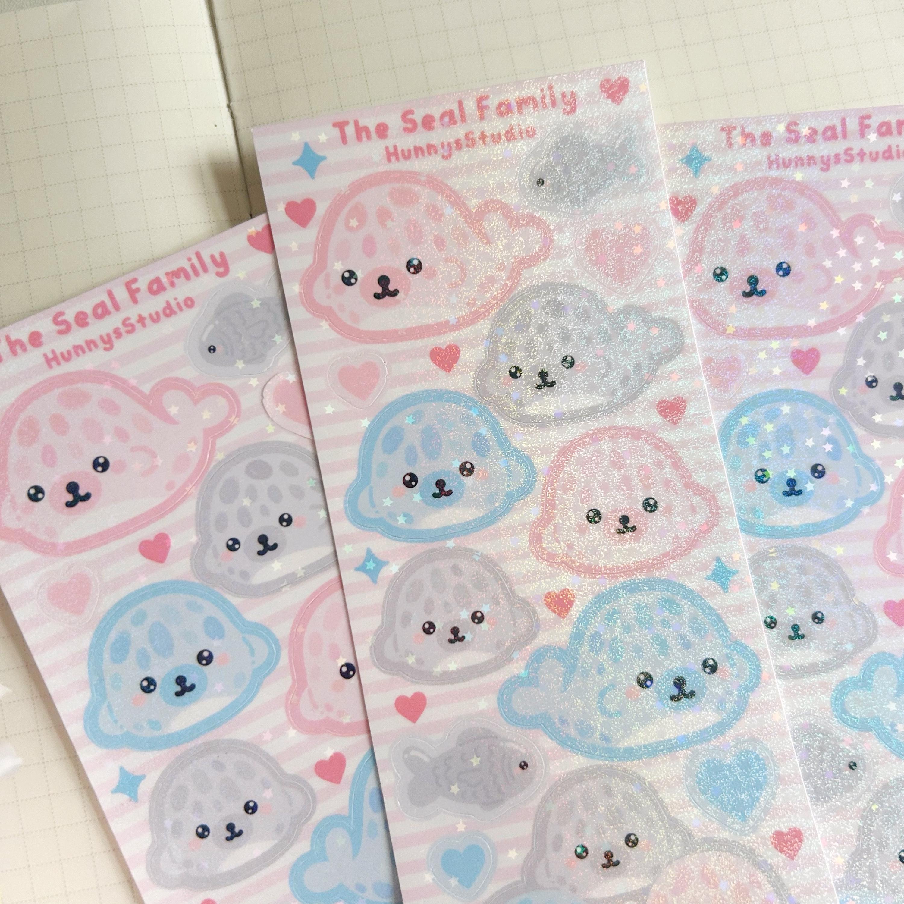 Seal family vinyl holographic sticker sheet