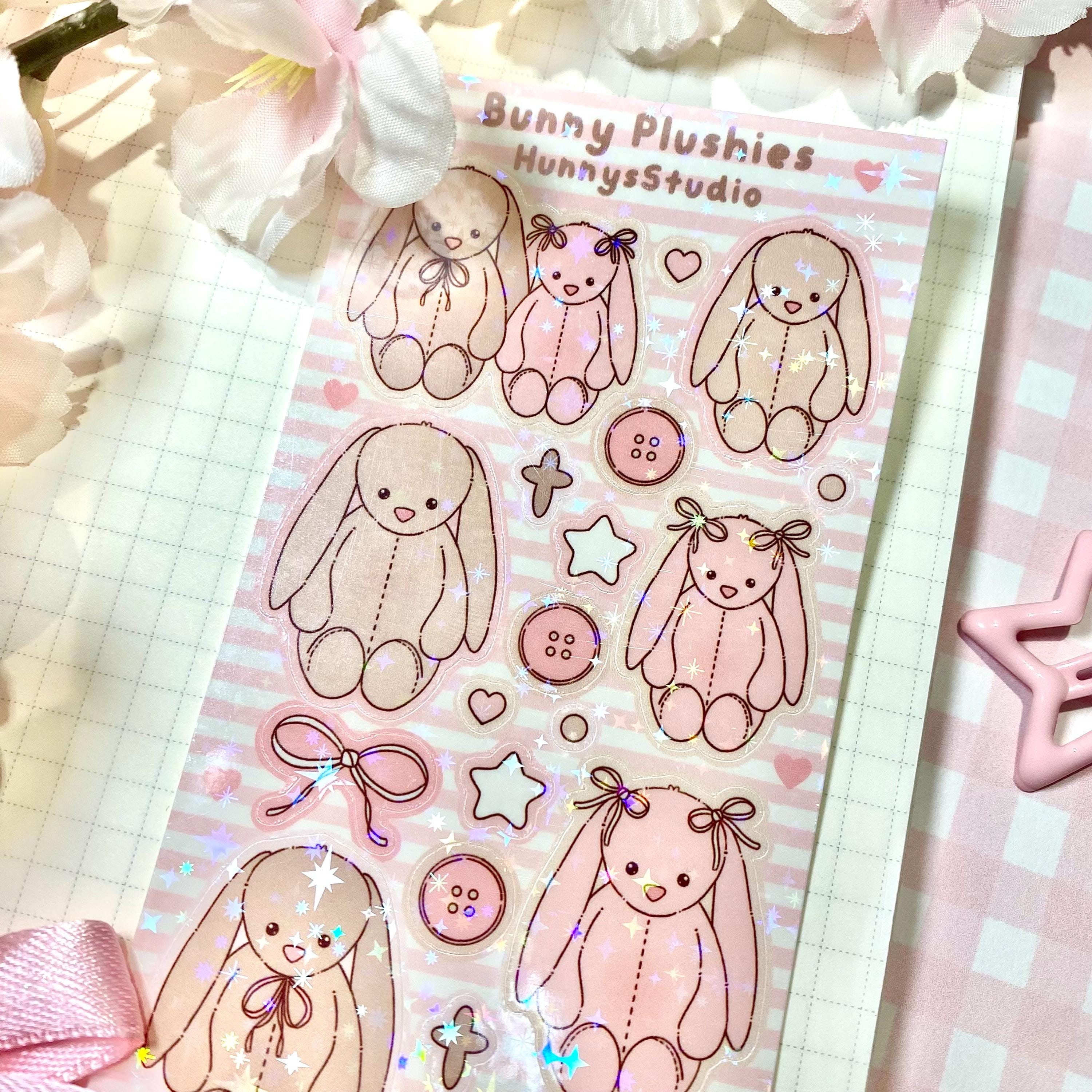 Bunny plushies vinyl holographic sticker sheet