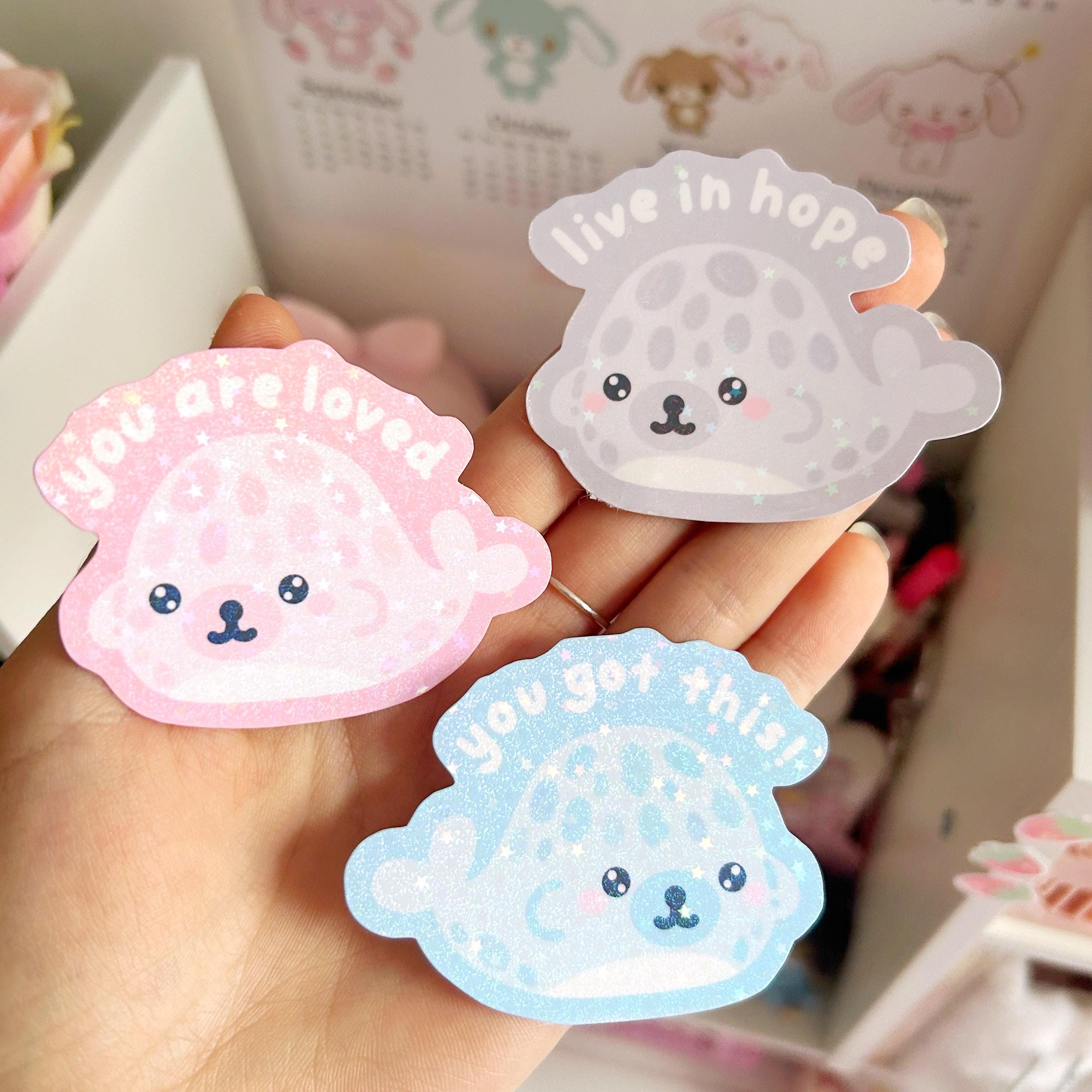 Seals with quotes holographic vinyl die cut stickers